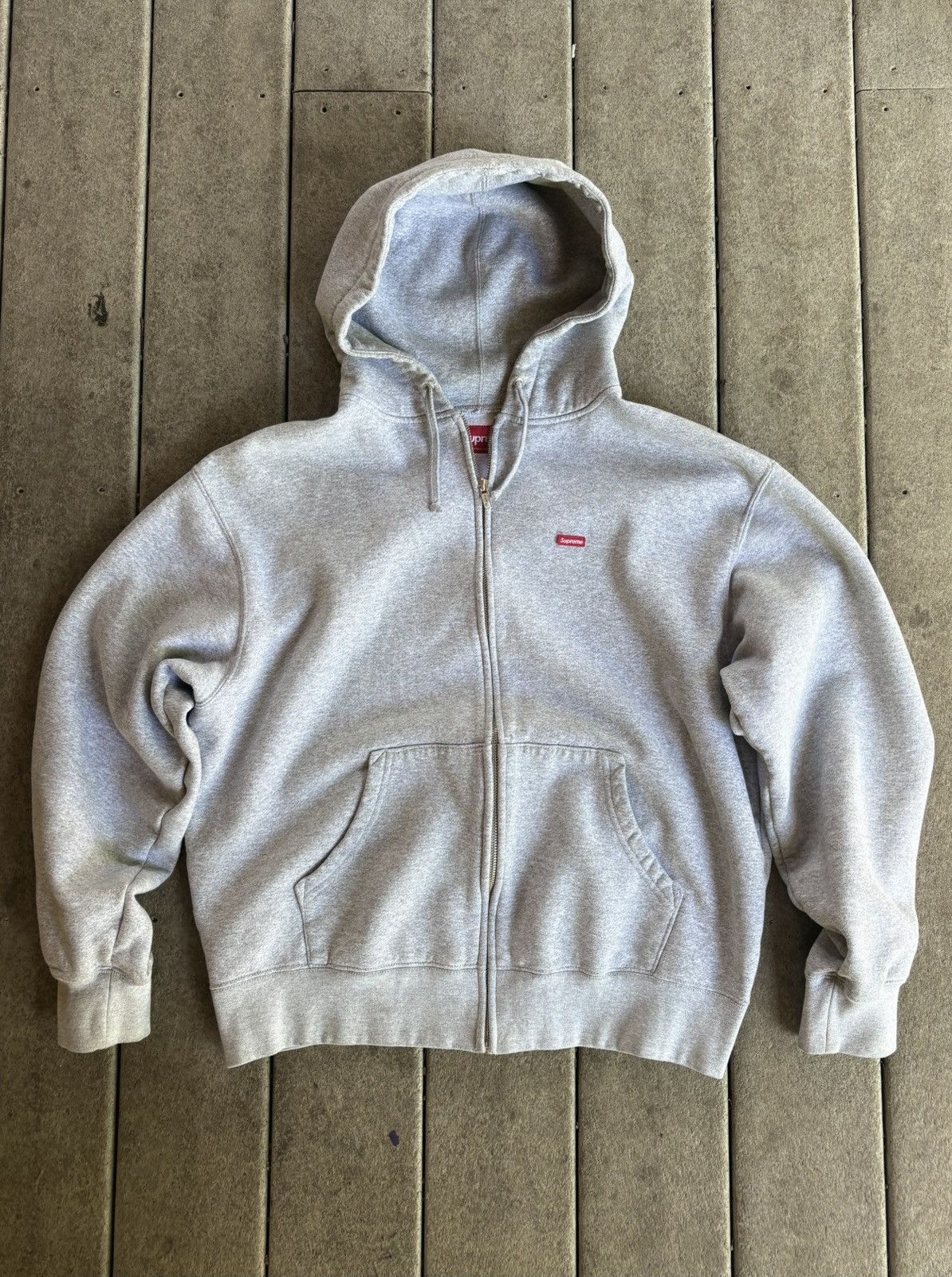 Supreme Supreme FW25 Gray Full-Zip Boxy Logo Hoodie Size US M / EU 48-50 / 2 - 2 Thumbnail