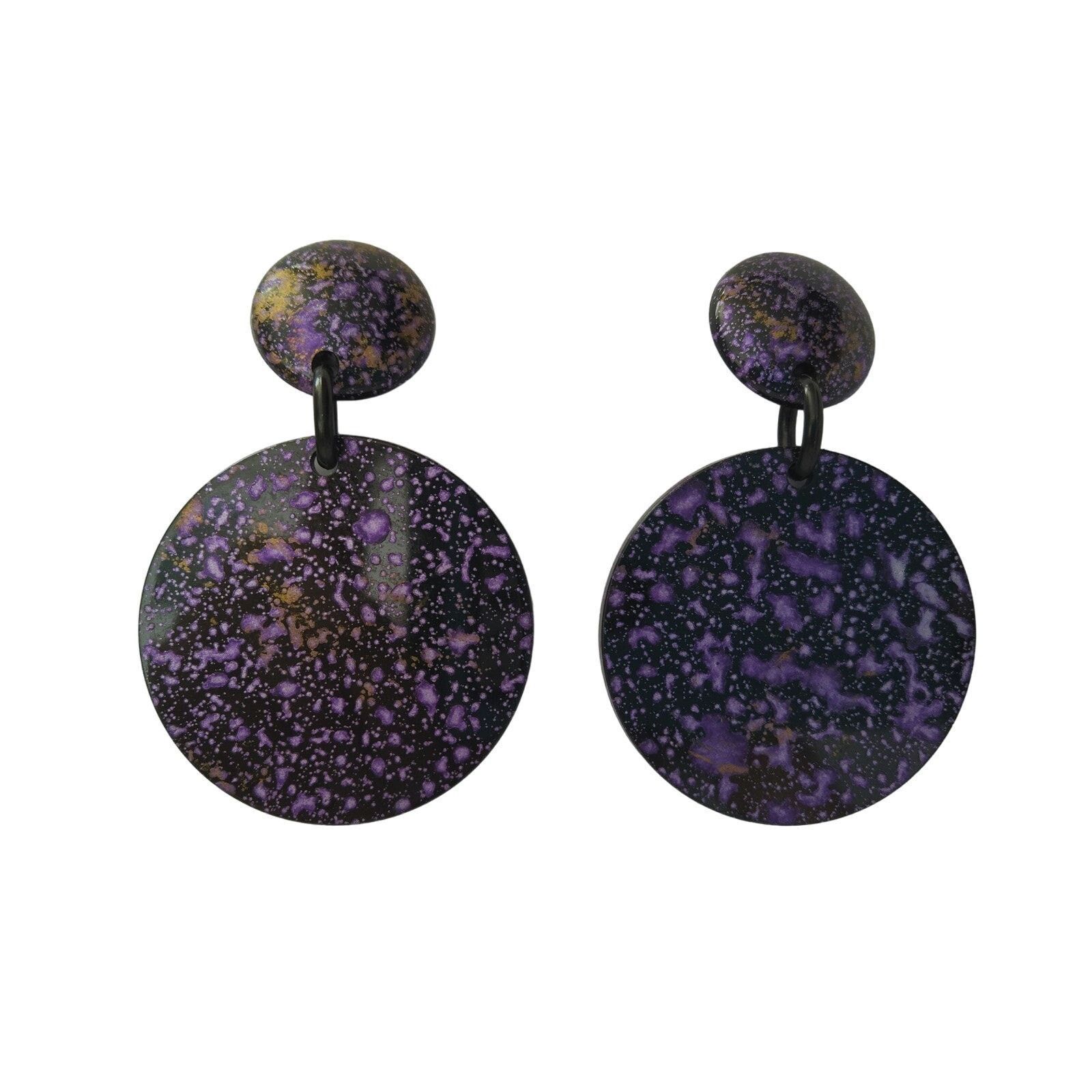 The Unbranded Brand Vintage Oversized Purple Circle Dangle Drop Earrings Size ONE SIZE - 1 Thumbnail