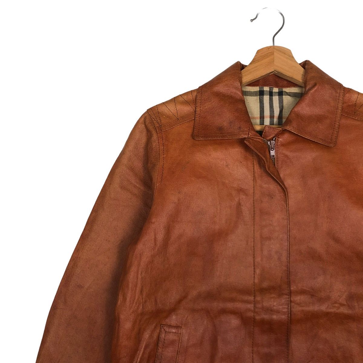 Japanese Brand 🔥Vtg Japanese Brand Genuine Leather Jacket Nova Check Size US M / EU 48-50 / 2 - 7 Thumbnail