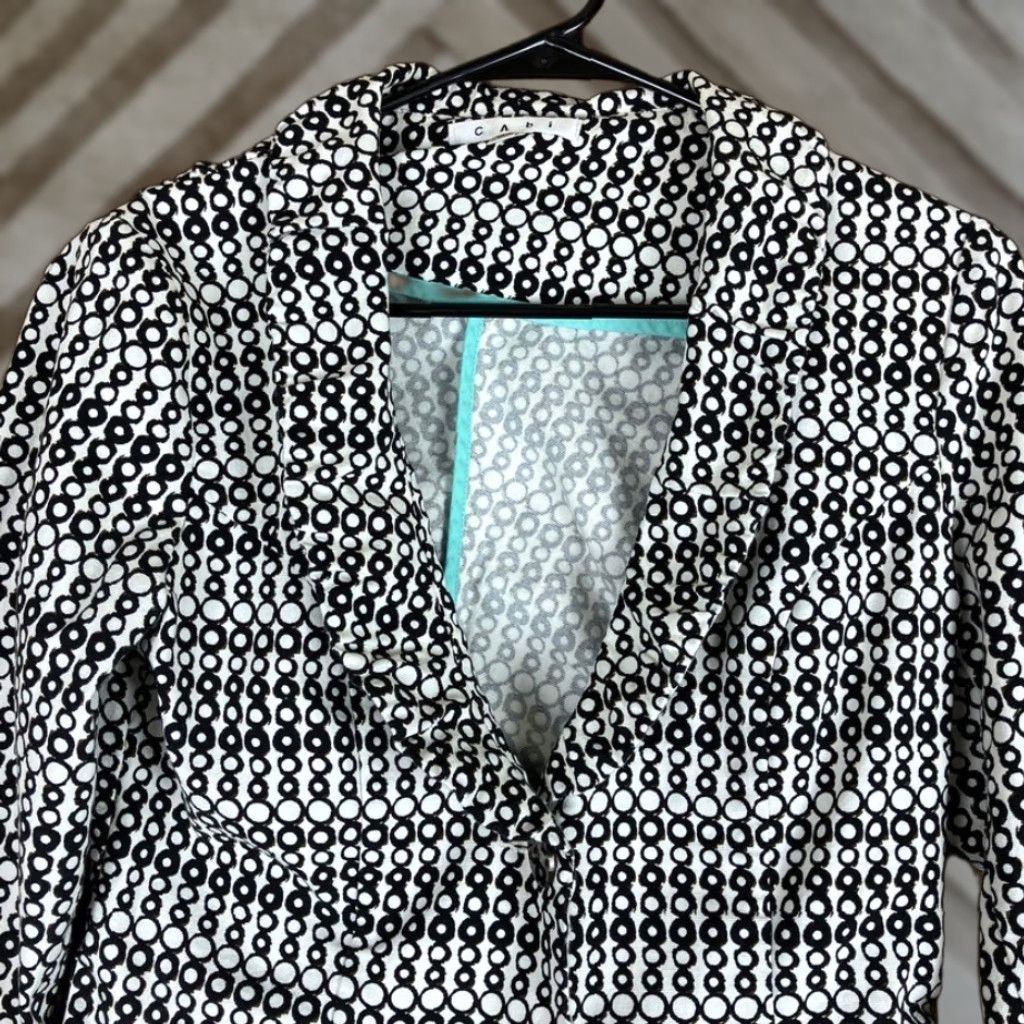 Vintage CAbi Blazer Womens White Black Du Jour Circles Button 4 Stretch Jacket/Coat All Seasons Workwear Formal Casual Men/Women Size S / US 4 / IT 40 - 1 Thumbnail