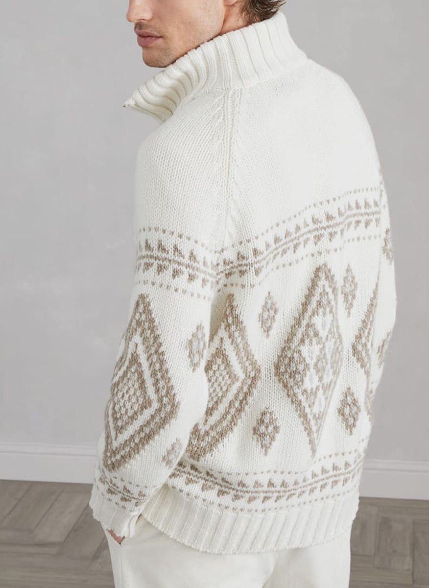 Brunello Cucinelli o1w1db10326 Cashmere Cardigan in White Size US L / EU 52-54 / 3 - 3 Thumbnail
