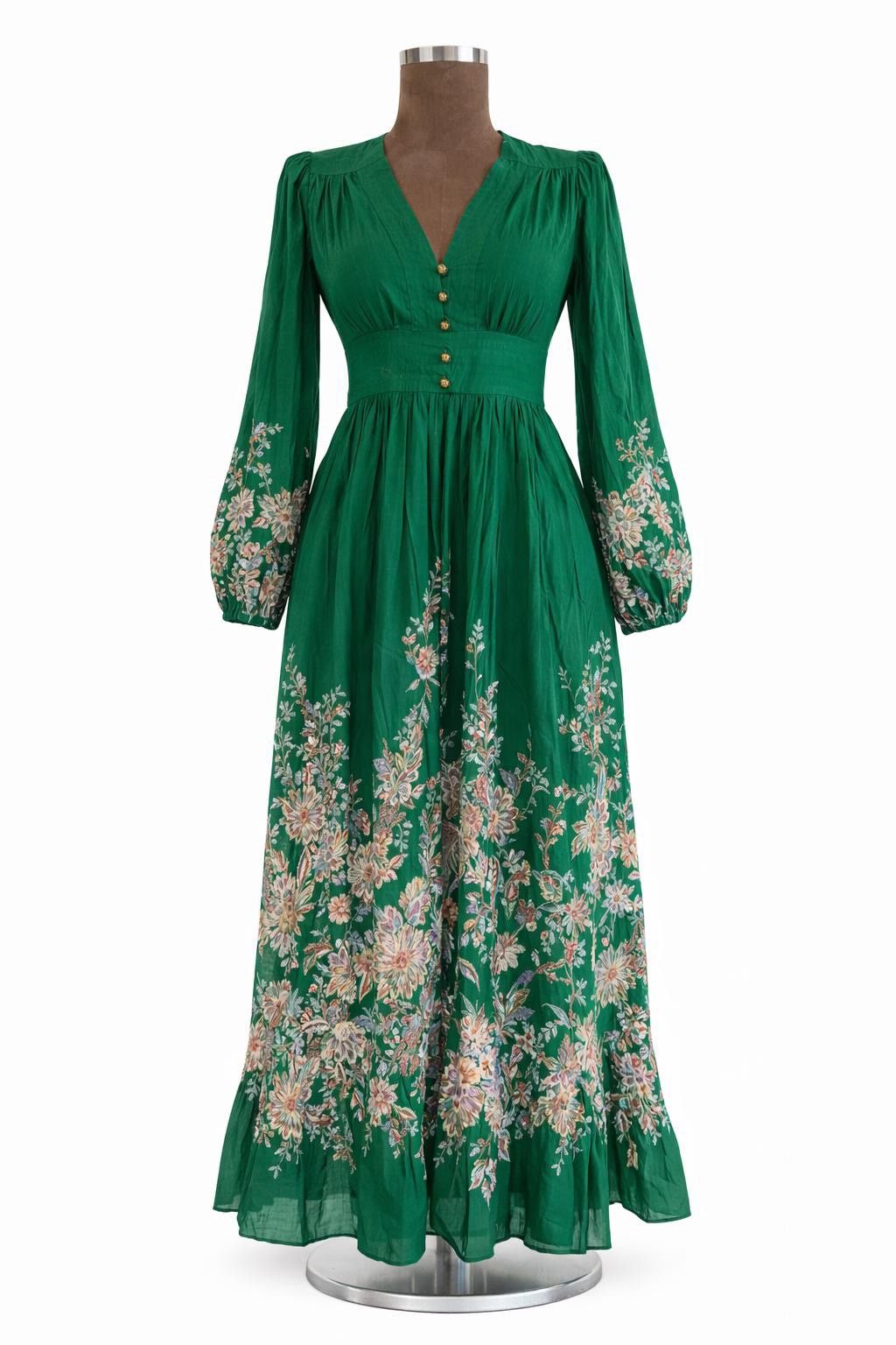 Zimmermann ZIMMERMANN RHIANNON PLUNGE MAXI DRESS GREEN MULTI PAISLEY Size L / US 10 / IT 46 - 3 Thumbnail