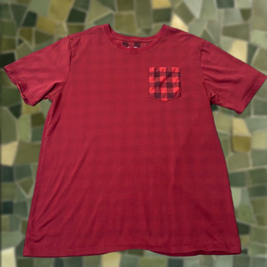 Nike Nike SB Shirt Women L Red Dri-Fit Plaid Pocket Short Sleeve Crew Neck Pullover Cotton Polyester Skateboarding Casual Activewear Size L / US 10 / IT 46 - 1 Thumbnail