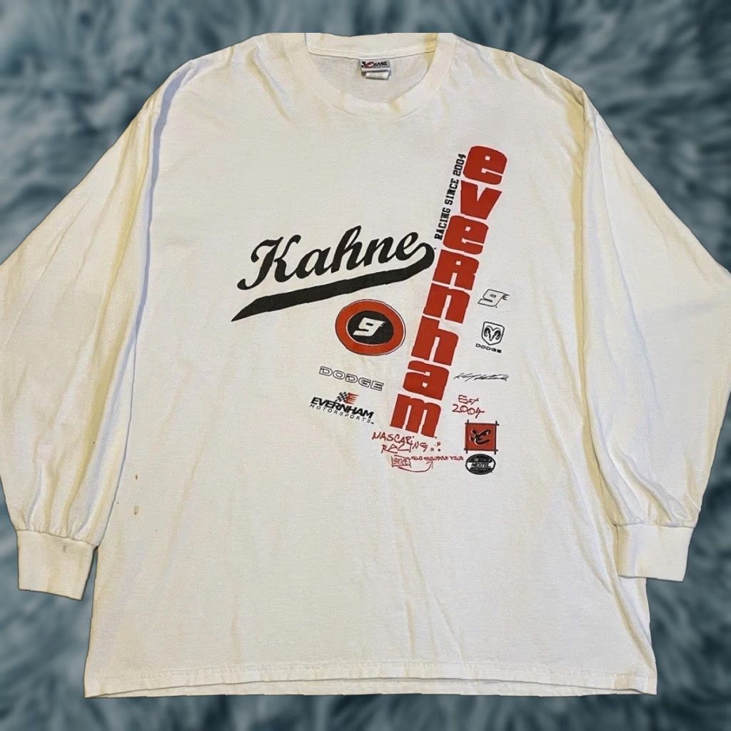 Chase Authentics VINTAGE NASCAR Kasey Kahne Faded All Over Print Shirt XL Men White 80s Grunge Biker Racing Cars USA Rock Retro - Mens Size US XL / EU 56 / 4 - 1 Thumbnail