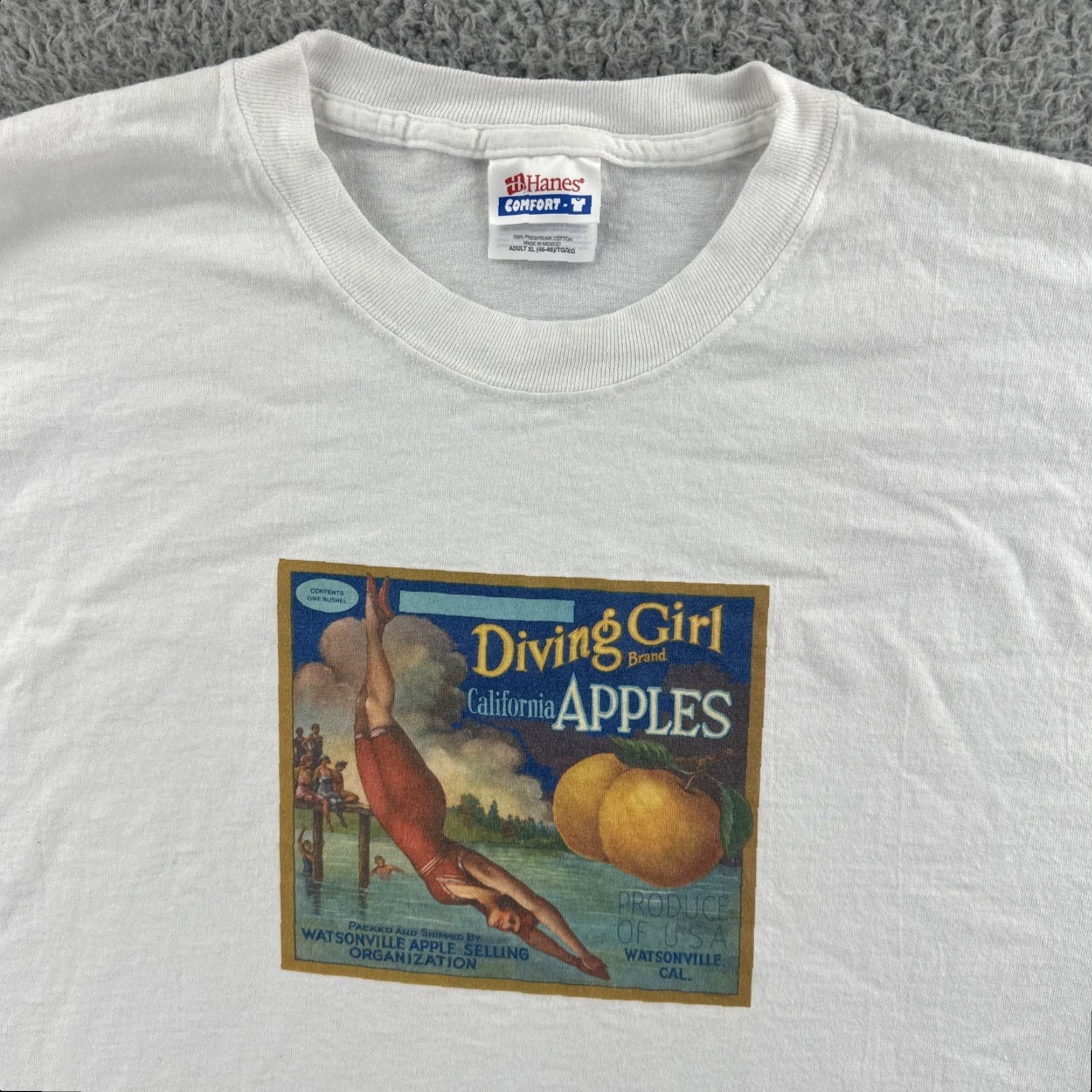 Hanes VINTAGE Hanes Comfor-T T-Shirt California Diving Girl White XL Men Shirt Short Sleeve Crew Neck Size US XL / EU 56 / 4 - 5 Thumbnail