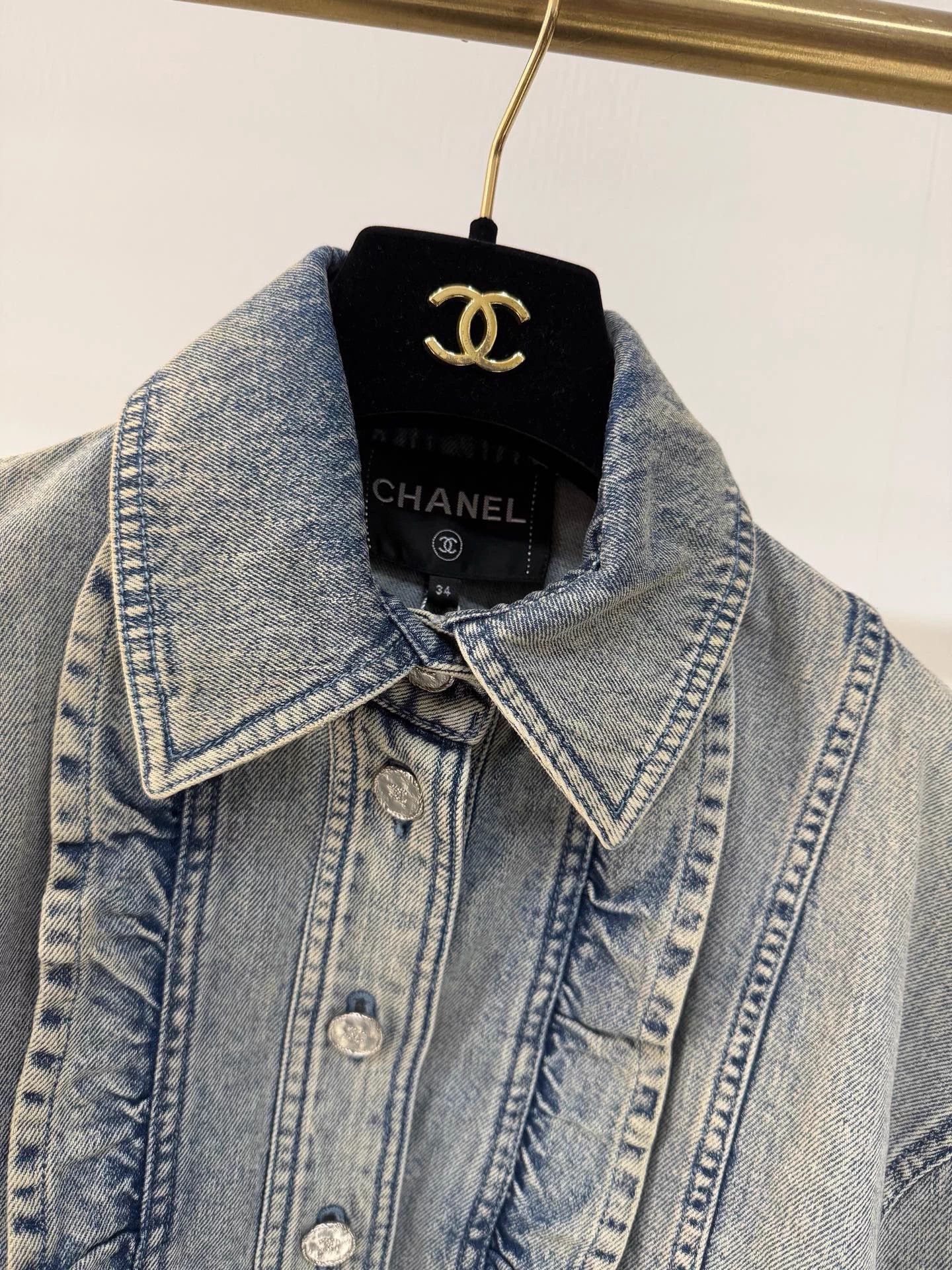 Chanel Chanel 22A Ruffled Blue Denim Jacket Jennie FR34 Size XS / US 0-2 / IT 36-38 - 3 Thumbnail