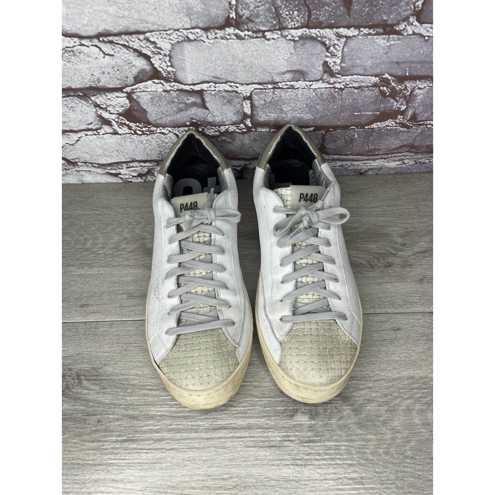 P448 P448 John Kale Bia White Leather Grey Lace Up Casual Sneaker Size US 11 / IT 41 - 9 Thumbnail