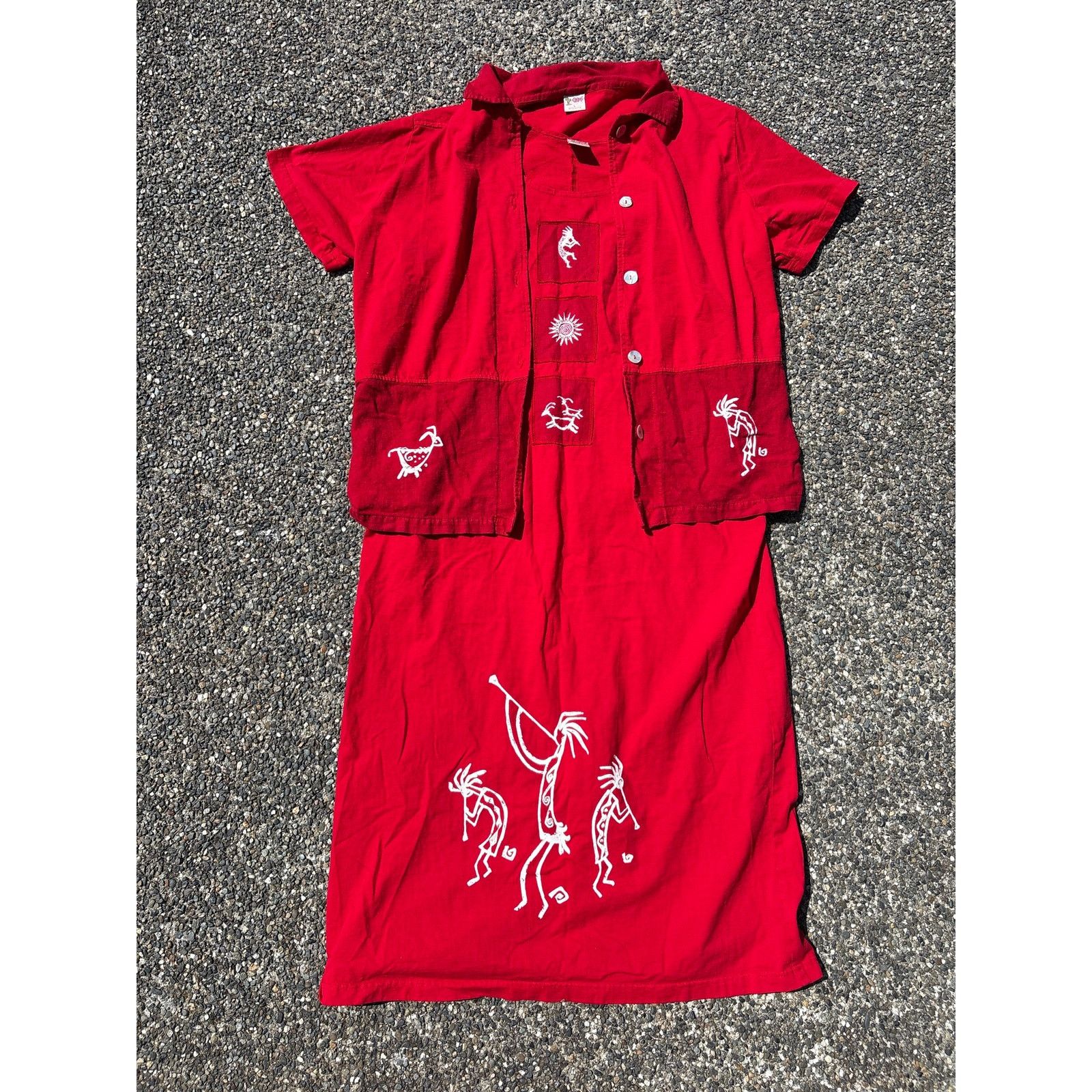 Cactus Store LA Vtg 90s 2 pc Dress/top shell Button Maxi southwest L Size L / US 10 / IT 46 - 1 Thumbnail