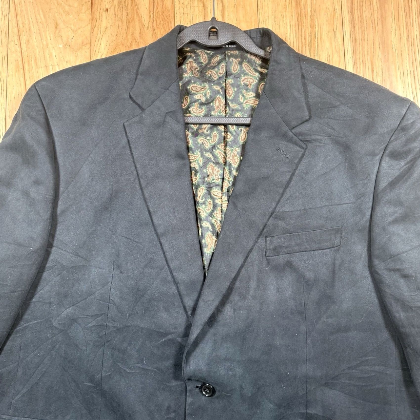 Ralph Lauren Lauren Ralph Lauren Blazer Mens 48R Black Faux Suede Paisley Lined Sport Coat Size 48R - 4 Thumbnail