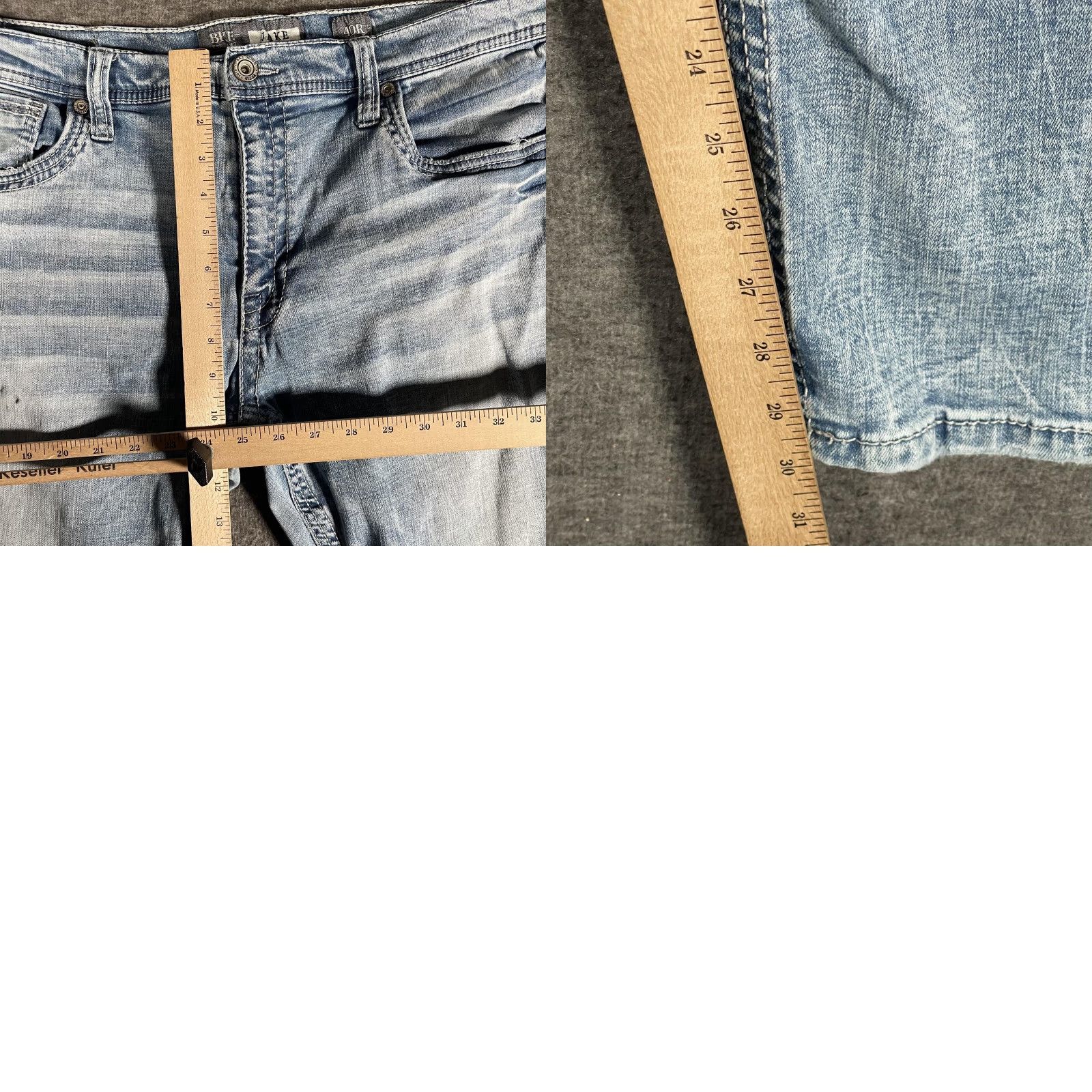 BKE BKE Jake Straight Jeans Mens 40x30 Light Wash Blue Denim Distressed Stretch Size US 40 / EU 56 - 9 Thumbnail