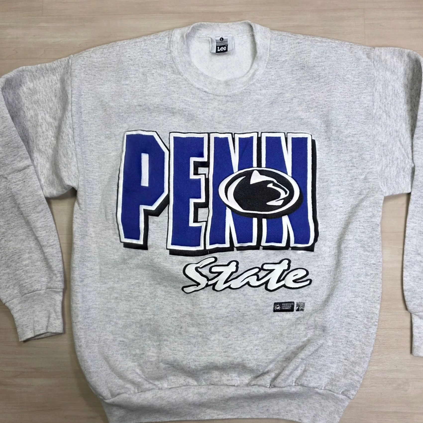 Lee VINTAGE Lee Penn State Nittany Lions Gray Crewneck Sweatshirt Big Print Large Size US L / EU 52-54 / 3 - 3 Thumbnail