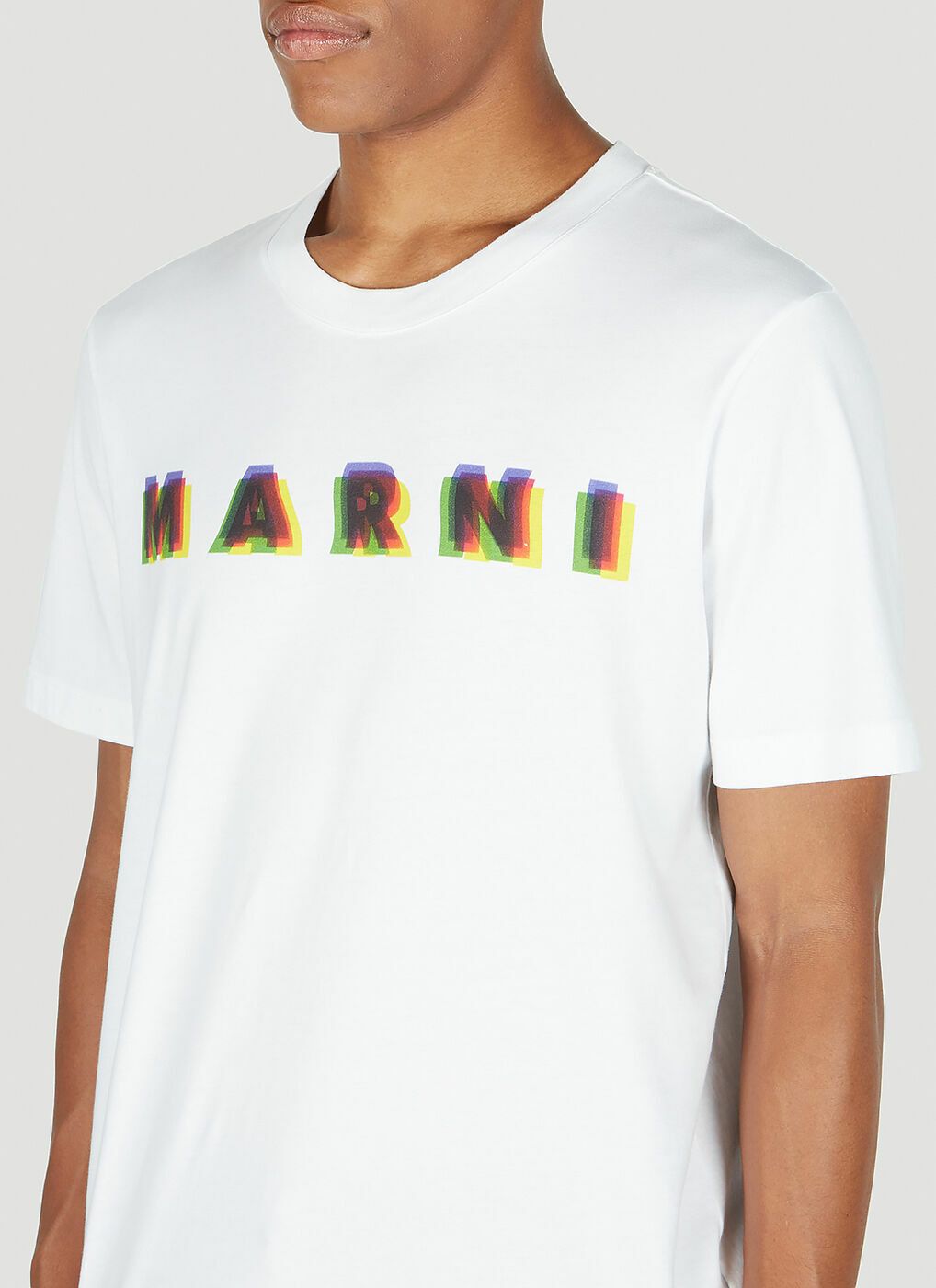 Marni o1y0225 Logo Crewneck T-Shirt in White Size US S / EU 44-46 / 1 - 2 Thumbnail