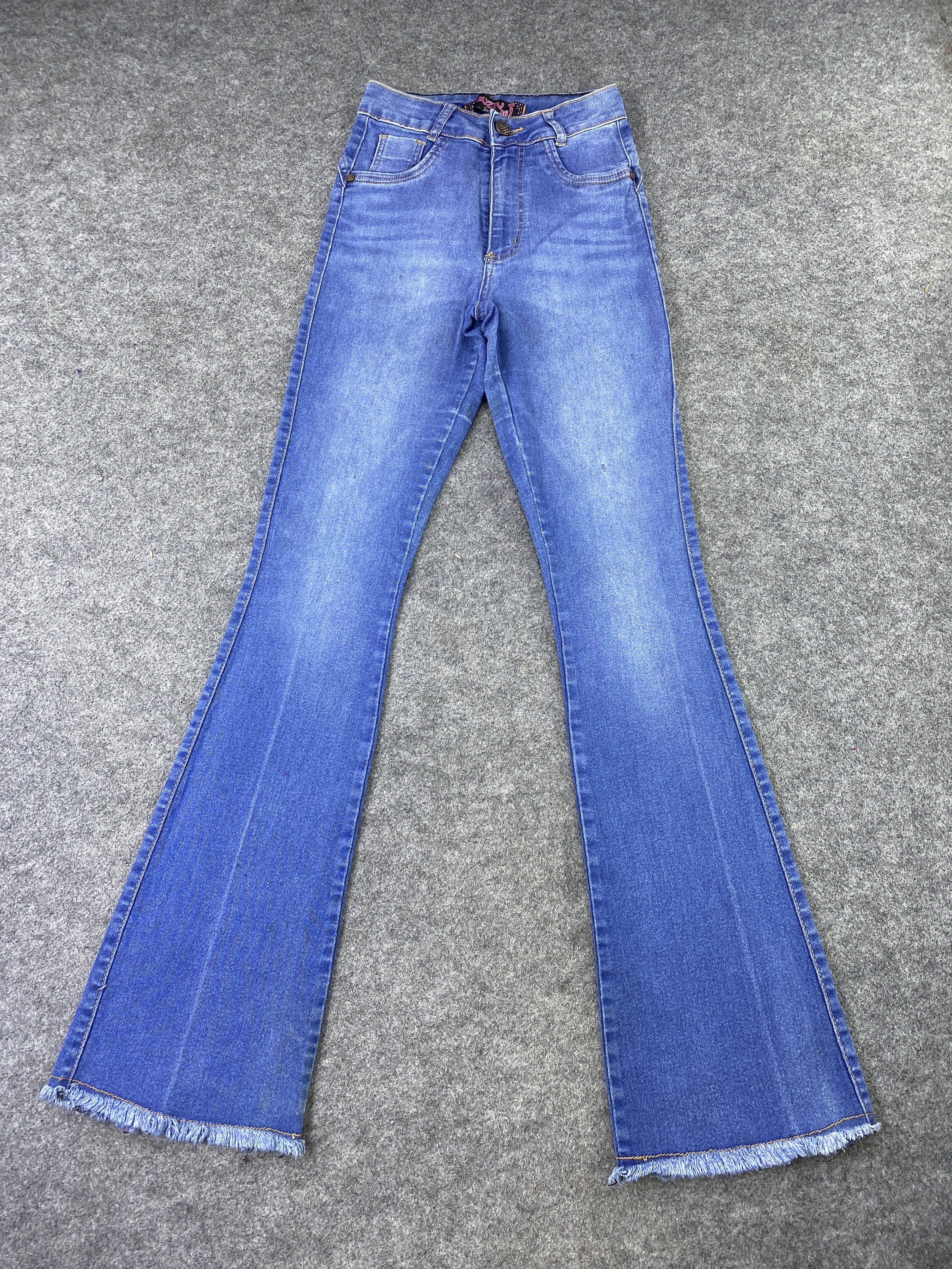 Jean ABUZIV JEANS BLUE WASH FLARE DENIM-J1135 Size 24" / US 00 / IT 34 - 2 Thumbnail