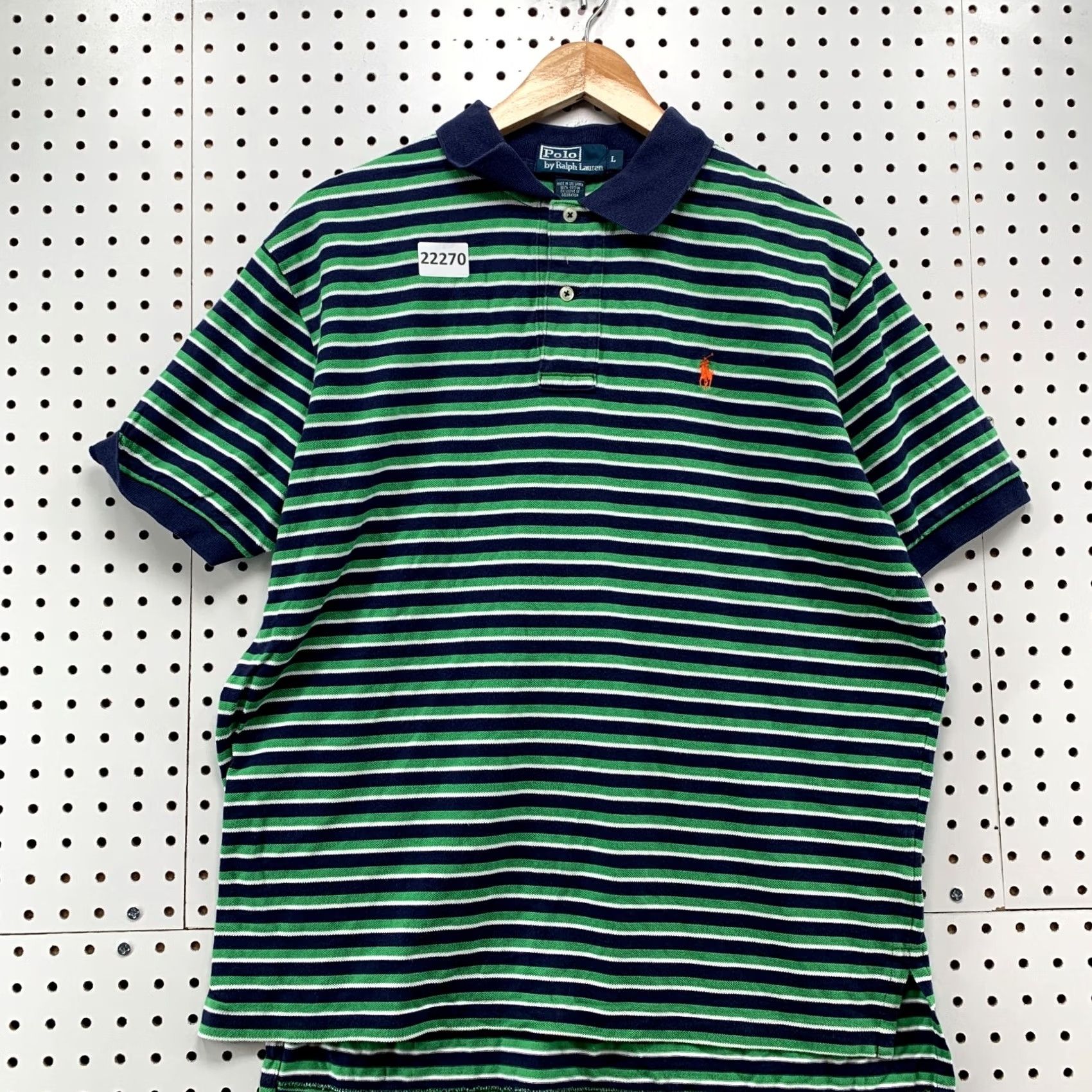 Polo Ralph Lauren Polo Ralph Lauren Polo Shirt Large Mens Green Blue Striped Orange Pony 23x27 Size US L / EU 52-54 / 3 - 5 Thumbnail
