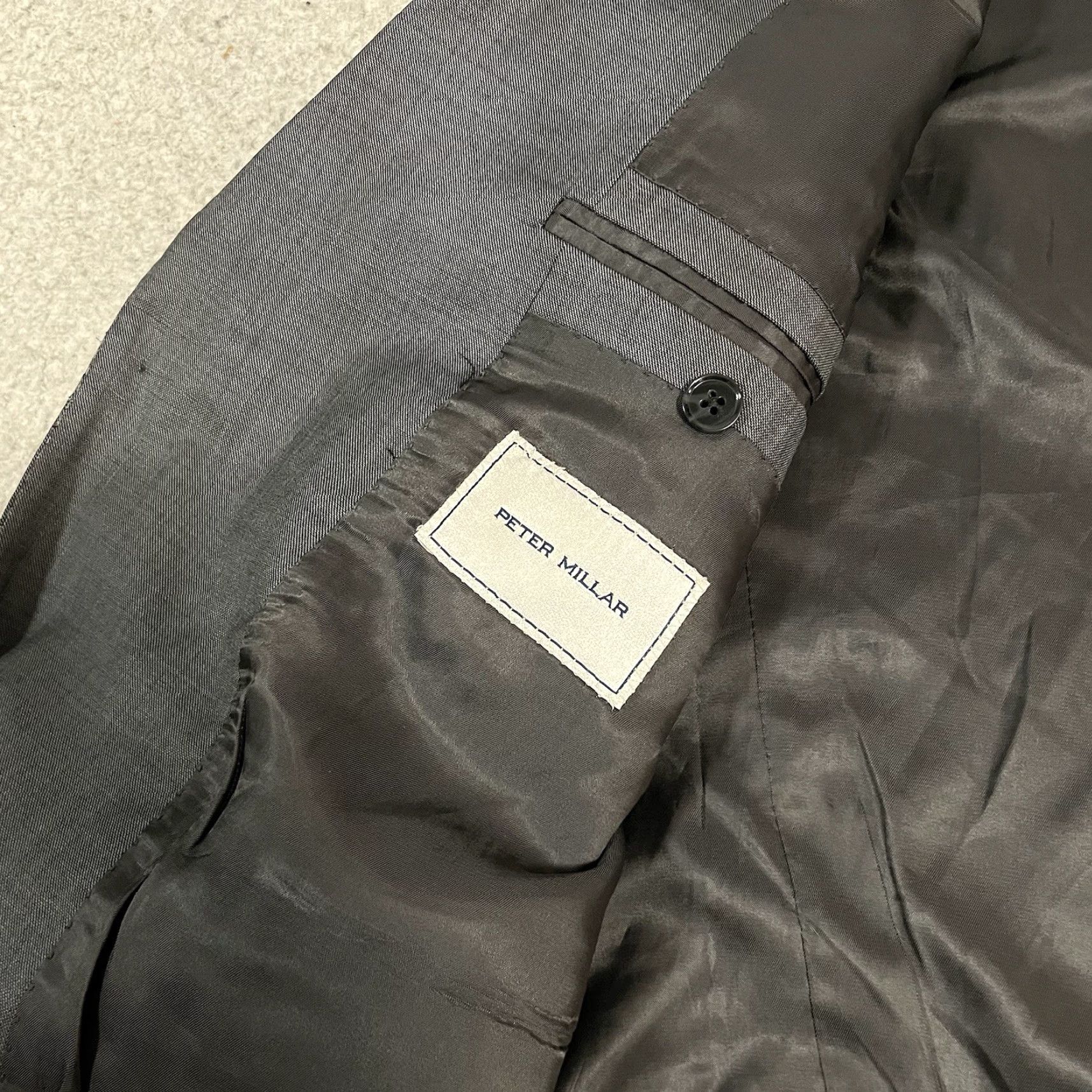 Peter Millar VINTAGE Peter Millar Blazer Mens 46R Gray Wool Double Vent 2 Button Sport Coat Union Size 46R - 4 Thumbnail