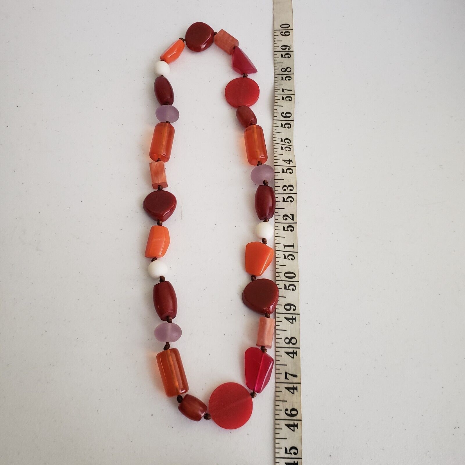 Vintage Vtg Chunky Celluloid Resin Beaded Necklace Beads Leather Size ONE SIZE - 4 Thumbnail