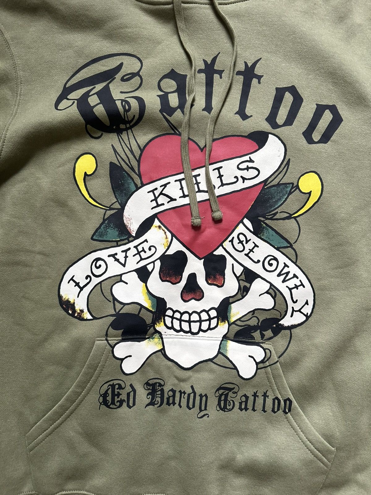 Ed Hardy Y2K Ed hardy pullover hoodie light olive sz L Size US L / EU 52-54 / 3 - 2 Thumbnail