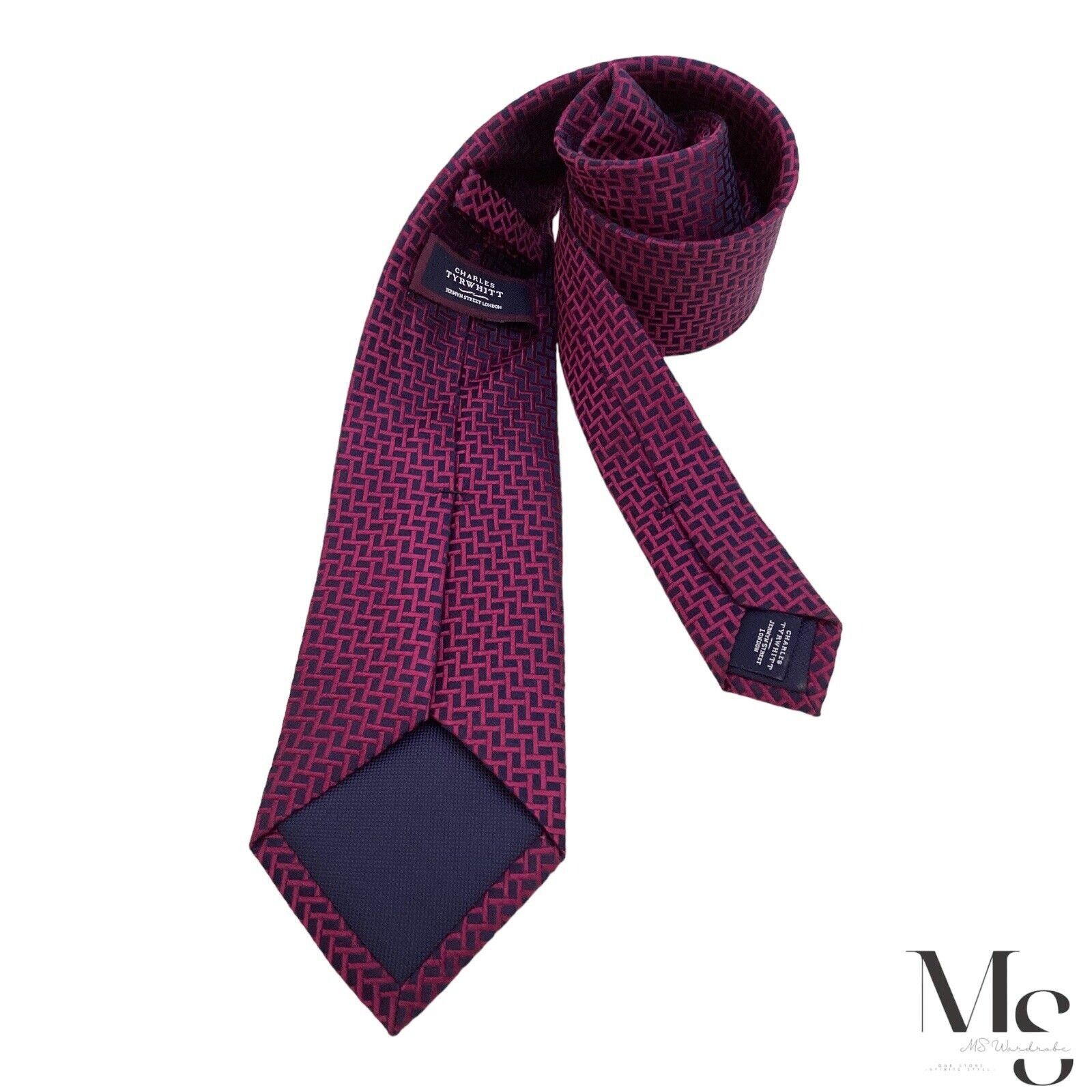 Charles Tyrwhitt CHARLES TYRWHITT XL Purple Geometric Luxury Silk Tie W: 3" E Size ONE SIZE - 2 Thumbnail