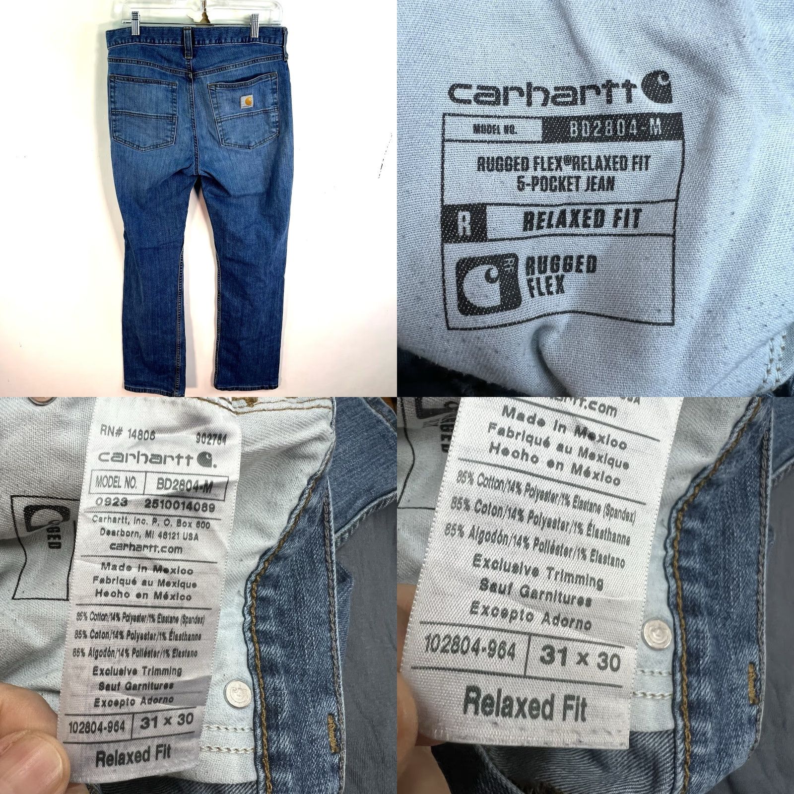 Carhartt VINTAGE Carhartt Jeans Relaxed Fit Denim 5-Pocket Men 31 Regular Blue Distressed 90s BD2804 Mens Size US 31 - 8 Thumbnail