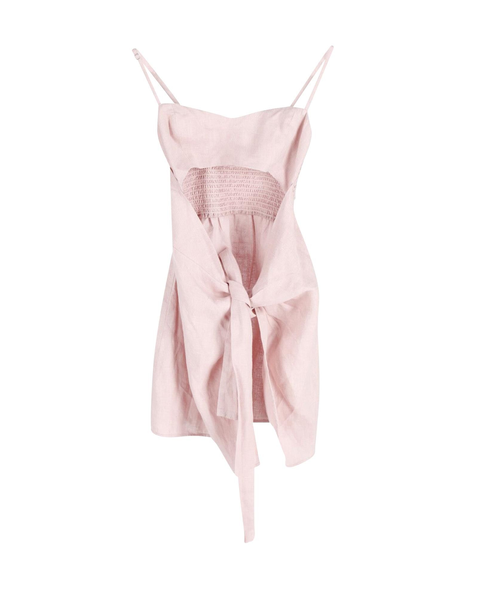 Image of Reformation Pink Linen Wrap Dress in Pastel Pink, Women's (Size XS)