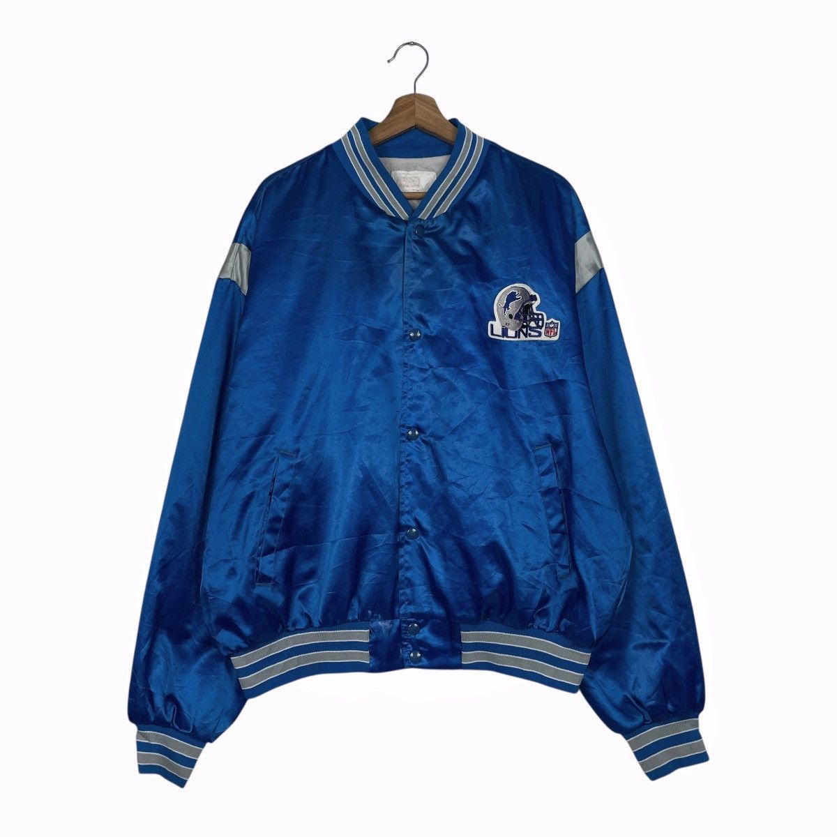 NFL Vintage 80s NFL Detroit Lions Satin Bomber Size US XXL / EU 58 / 5 - 1 Thumbnail