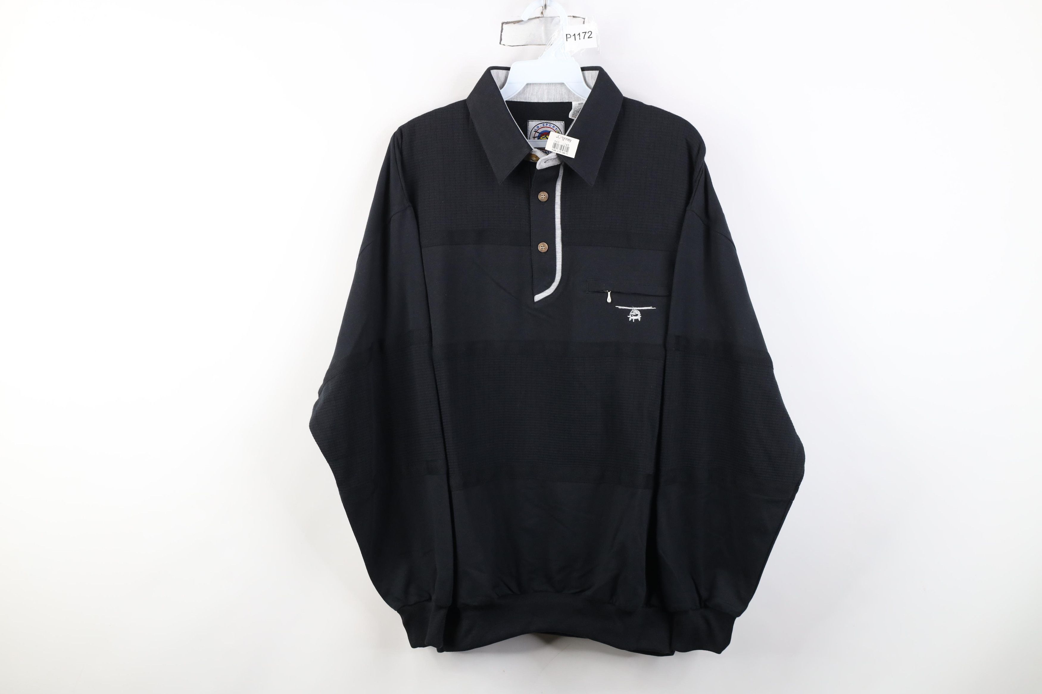 Vintage Deadstock Vintage 90s Streetwear Pullover Long Sleeve Polo Size US L / EU 52-54 / 3 - 1 Thumbnail