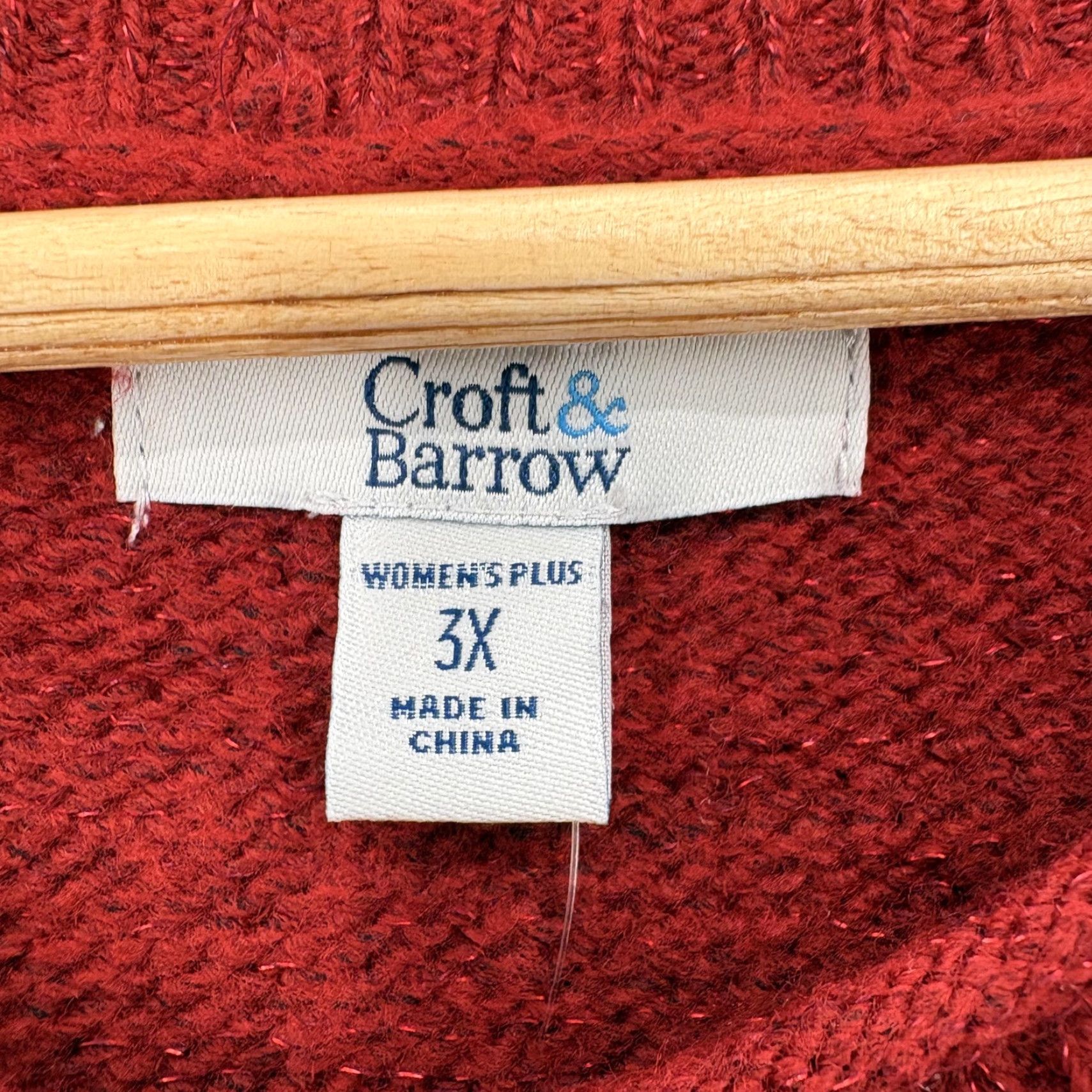 Croft & Barrow Croft & Barrow Sweater Womens 3X Red Cable Knit Crew Neck NWT Extra Cozy Pullover Casual Knit Womens 3X Red Crew Neck Cable Knit Sweater NWT Size XXL / US 16-18 / IT 52-54 - 4 Thumbnail