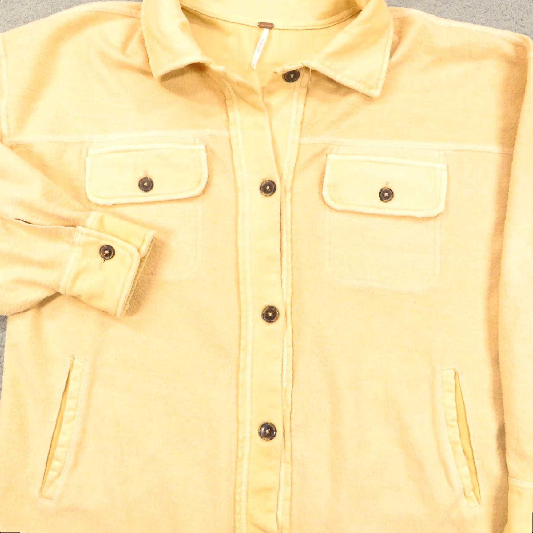Free People Free People Shirt Womens Small Cream Oversized Shacket Jacket Button-Up Casual Sleeve Pockets Size S / US 4 / IT 40 - 2 Thumbnail