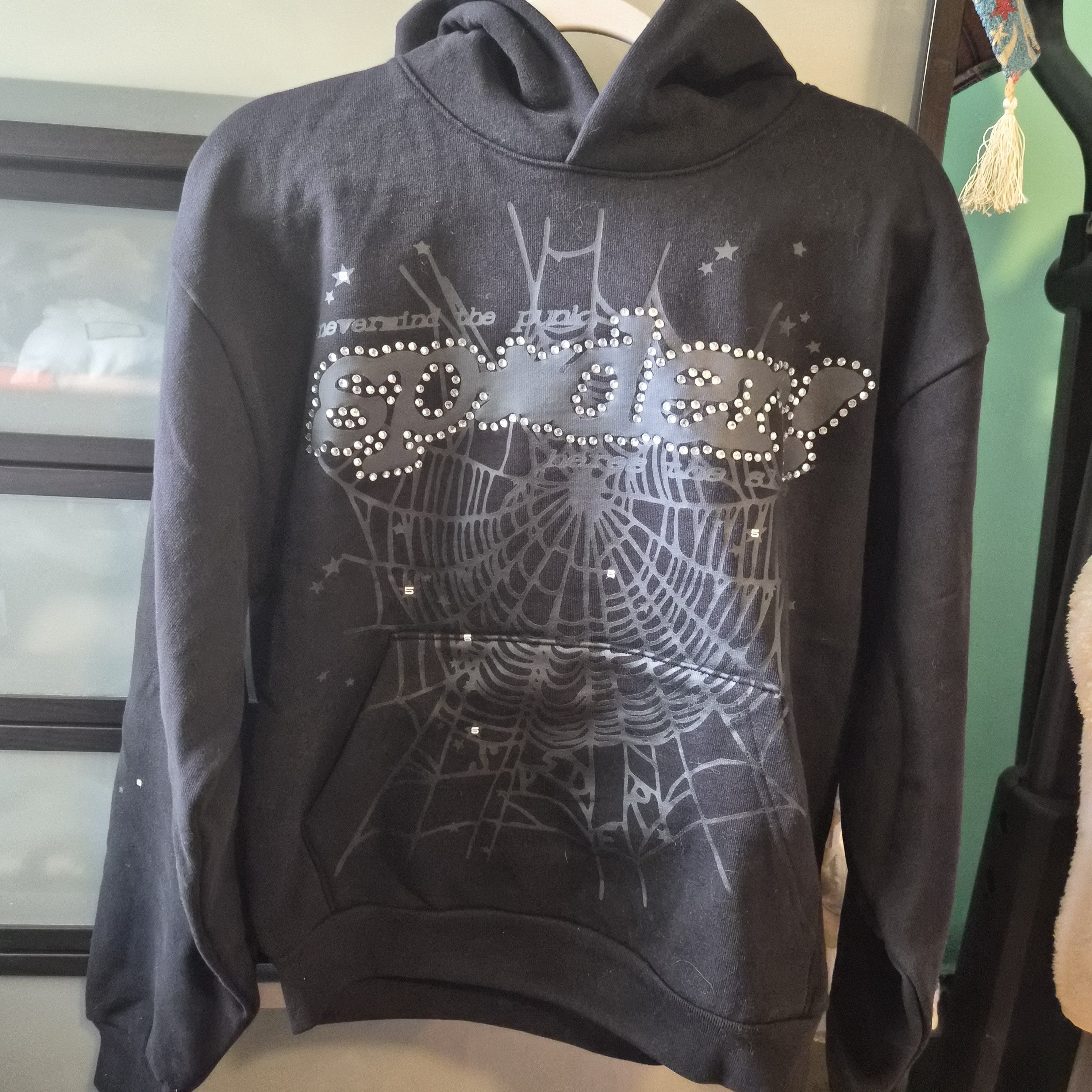 Sp5der Rhinestone Punk V2 Hoodie | Grailed