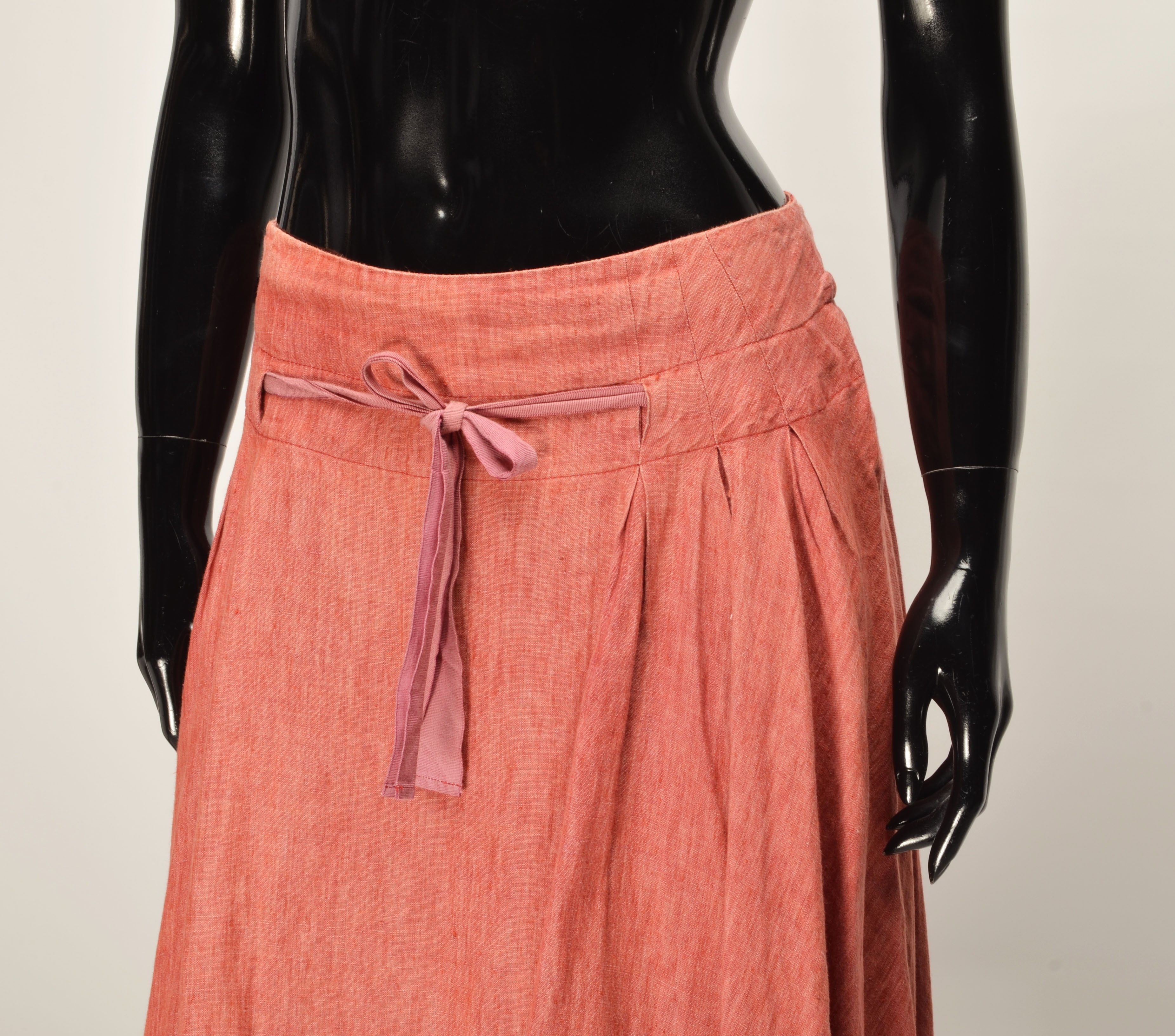 Vintage Vintage Lilith Y2K Linen Bubble Midi Skirt Size 30" / US 8 / IT 44 - 2 Thumbnail