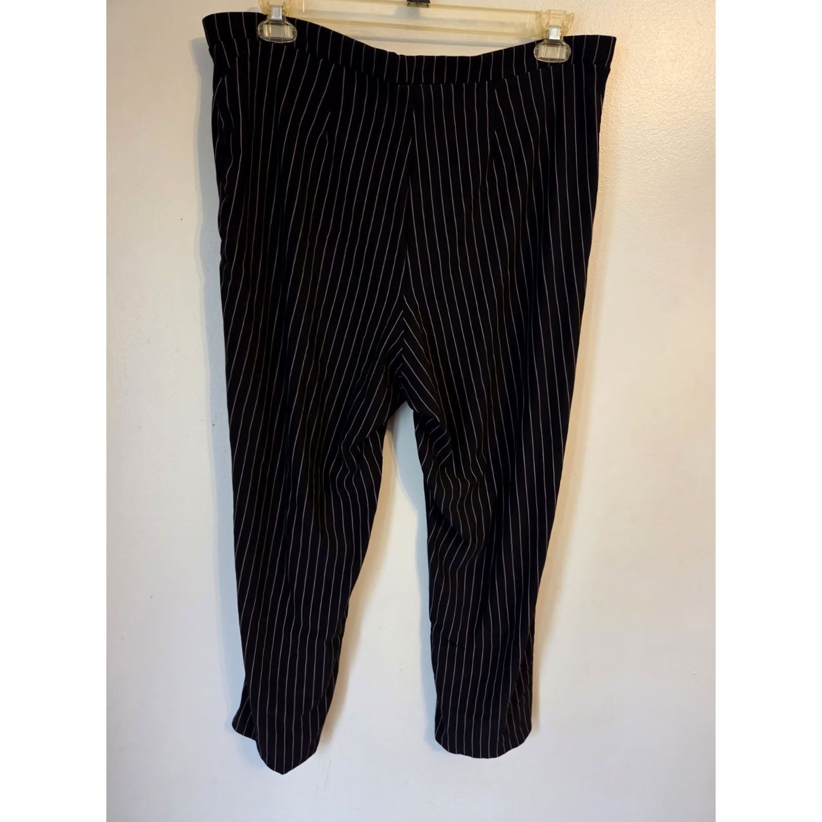 Vintage Studio 1940 Black Pink Pinstripe Pants Trousers 22/24 Plus Dress Pants Elastic Waist Women Gapless Size 40" / US 18 - 3 Thumbnail