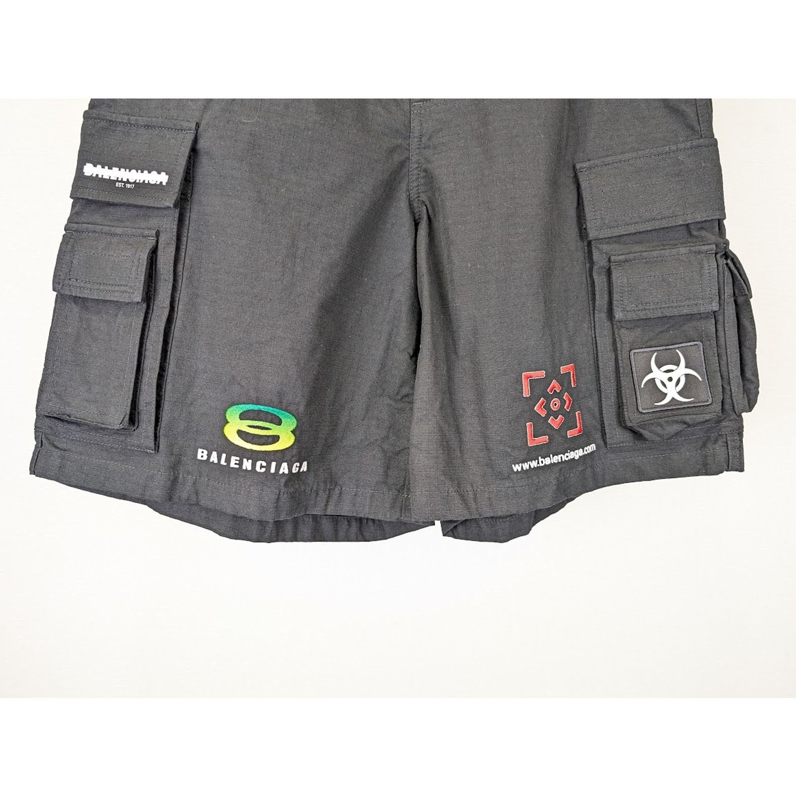 Balenciaga o1rshd1 Cotton Ripstop Gamer Shorts in Black Size US 32 / EU 48 - 10 Thumbnail