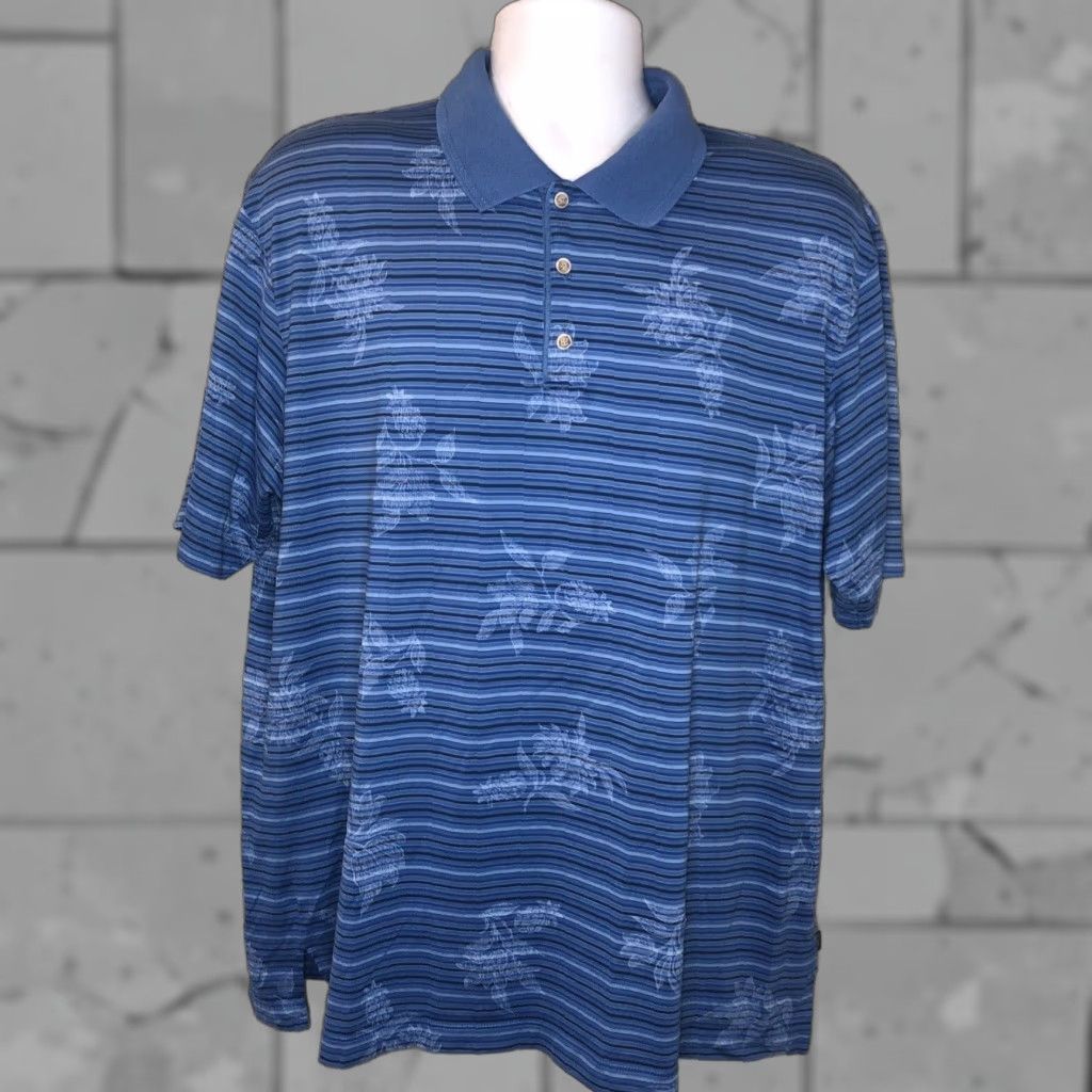 Tommy Bahama Tommy Bahama Golf Polo Mens XL Blue Striped Short Sleeve Collared 18 Department: Men Size US XL / EU 56 / 4 - 1 Thumbnail