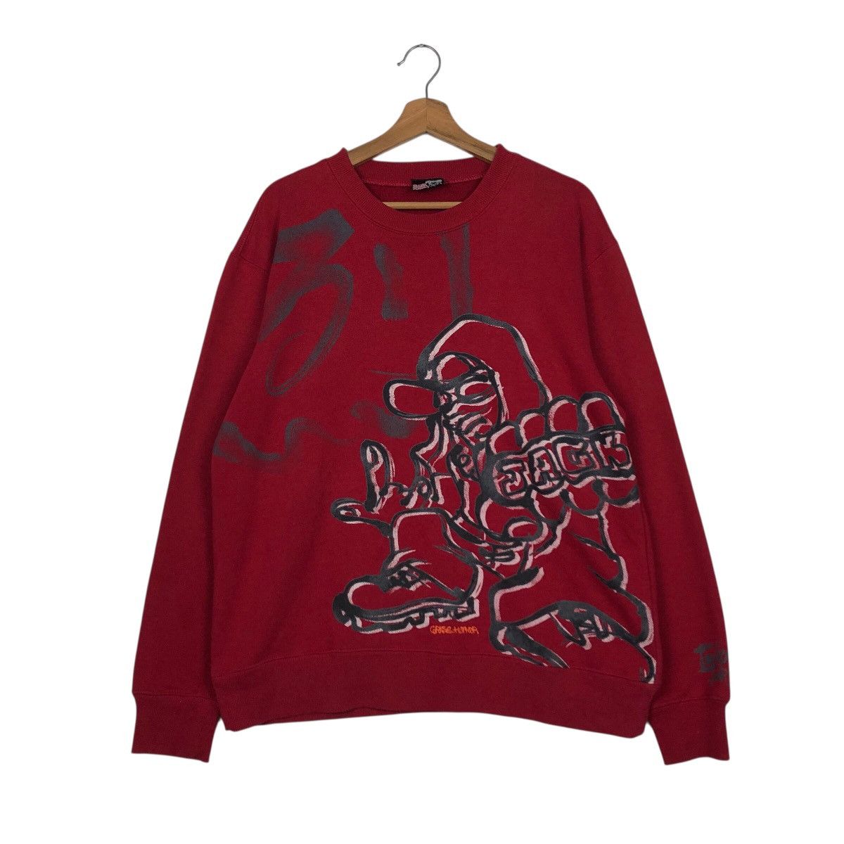 Japanese Brand 📌Vintage Sweatshirt The Hither Punk Design Biker Full Print Size US L / EU 52-54 / 3 - 2 Thumbnail