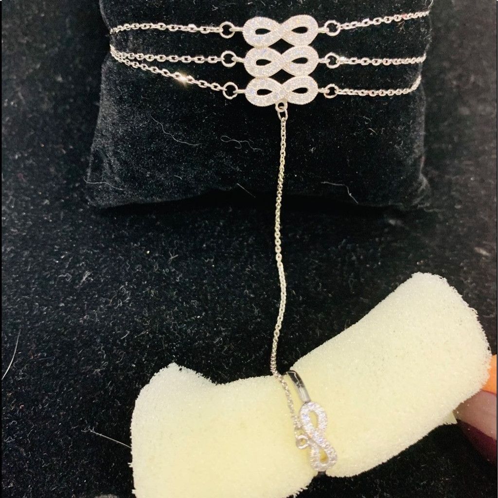 Other Sterling Silver 3 infinity bracelet with ring Size ONE SIZE - 2 Thumbnail