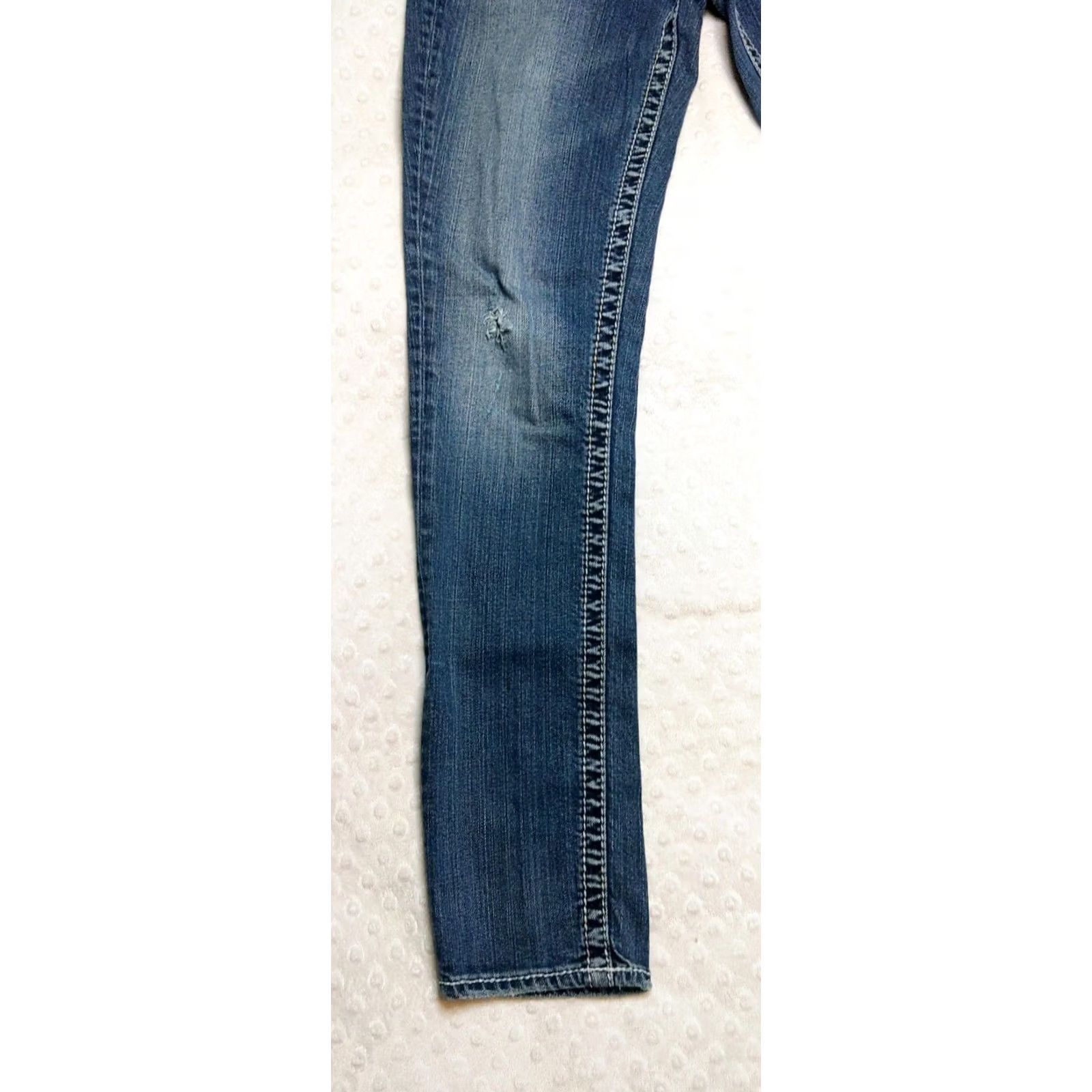 Silver Jeans Co. Silver Jeans Aiko Skinny Jeans Dark Wash 29x31 Womens Mid Rise Denim Stretch Pockets Logo 5-Pocket Size 29" - 3 Thumbnail