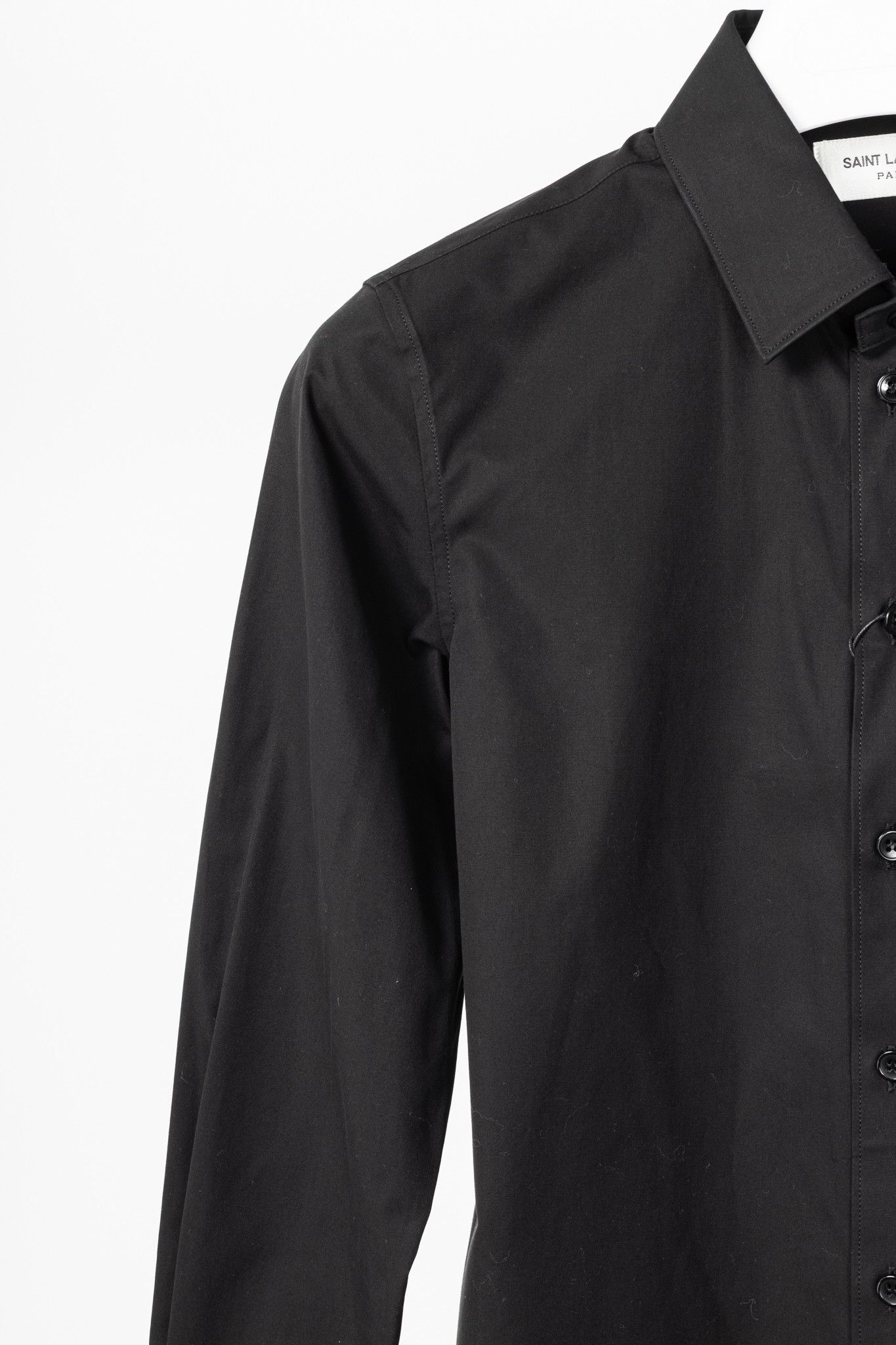 Saint Laurent Paris Saint Laurent Black Cotton-Poplin Buttoned Shirt Size S / US 4 / IT 40 - 5 Thumbnail