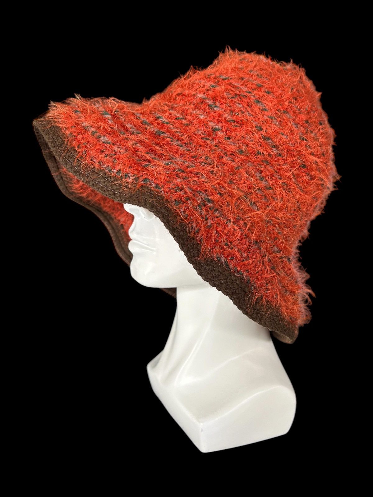 Japanese Brand × Kapital × Vintage Crochet Knitted Fur Big Bucket Hats Rare Made Italy ☠️☠️ Size ONE SIZE - 1 Thumbnail