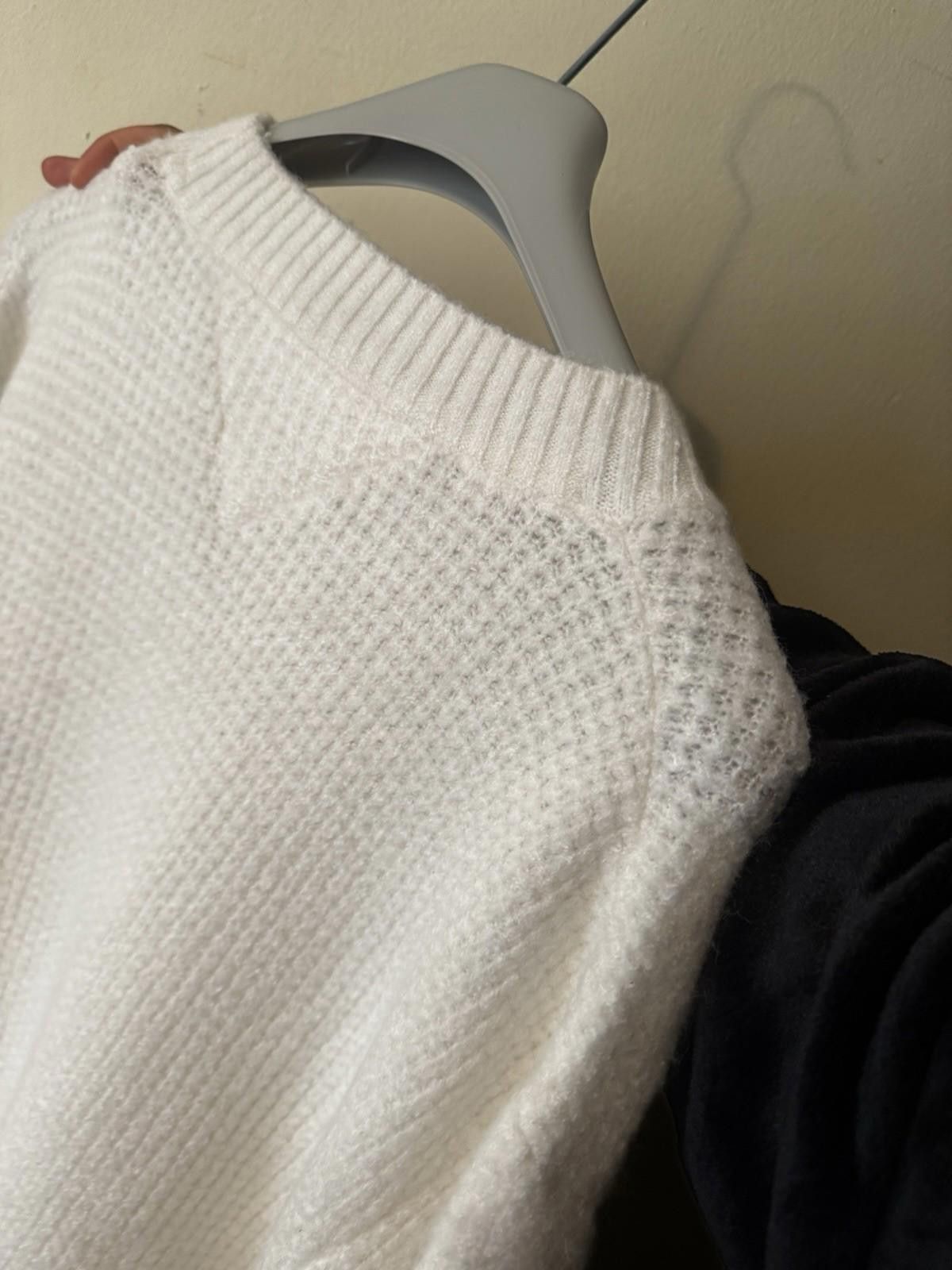 Tommy Hilfiger Tommy Jeans Waffle Knit Sweater White Melange Size L BNWT Size US L / EU 52-54 / 3 - 5 Thumbnail