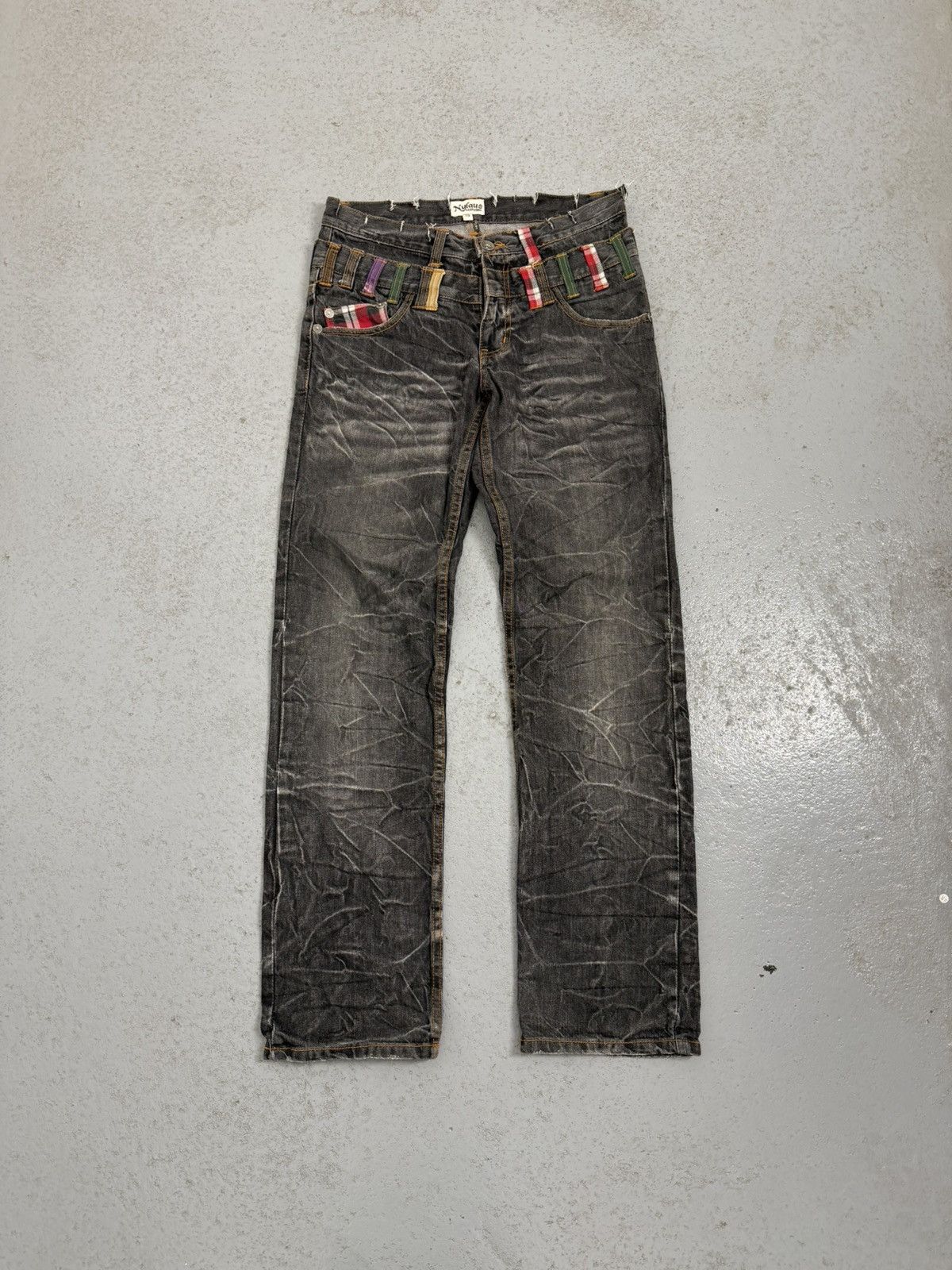 Japanese Brand Nylaus Japanese Double Waisted Washed Raw Jeans Size US 32 / EU 48 - 1 Thumbnail