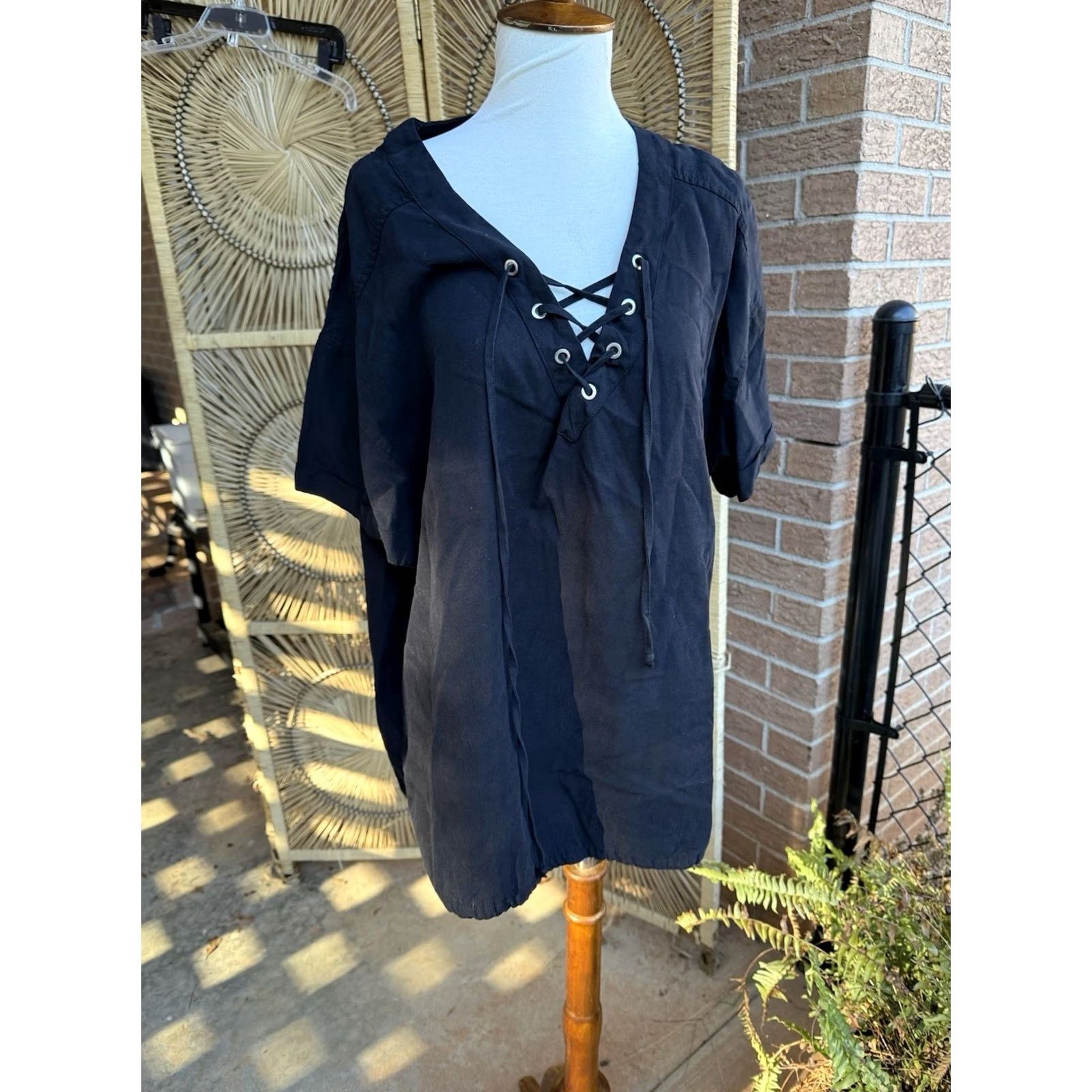 Vintage Matty M Blouse Linen Blend Black Top XL Women Casual Size XL / US 12-14 / IT 48-50 - 3 Thumbnail