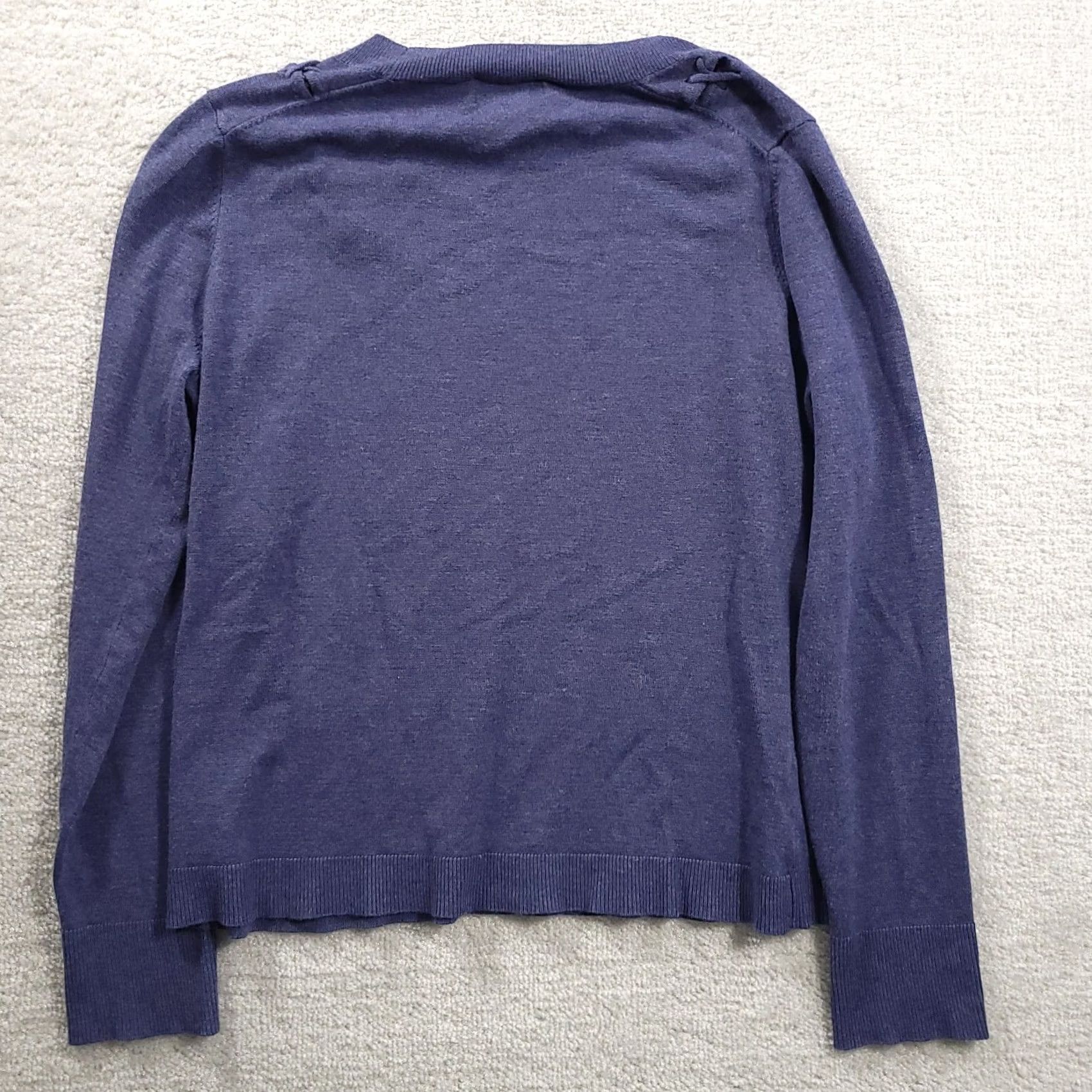 Vintage Carmen Marc Valvo Sweater Top Womens Large Blue Crewneck Lace Up Shoulders Knit Pullover Size L / US 10 / IT 46 - 7 Thumbnail