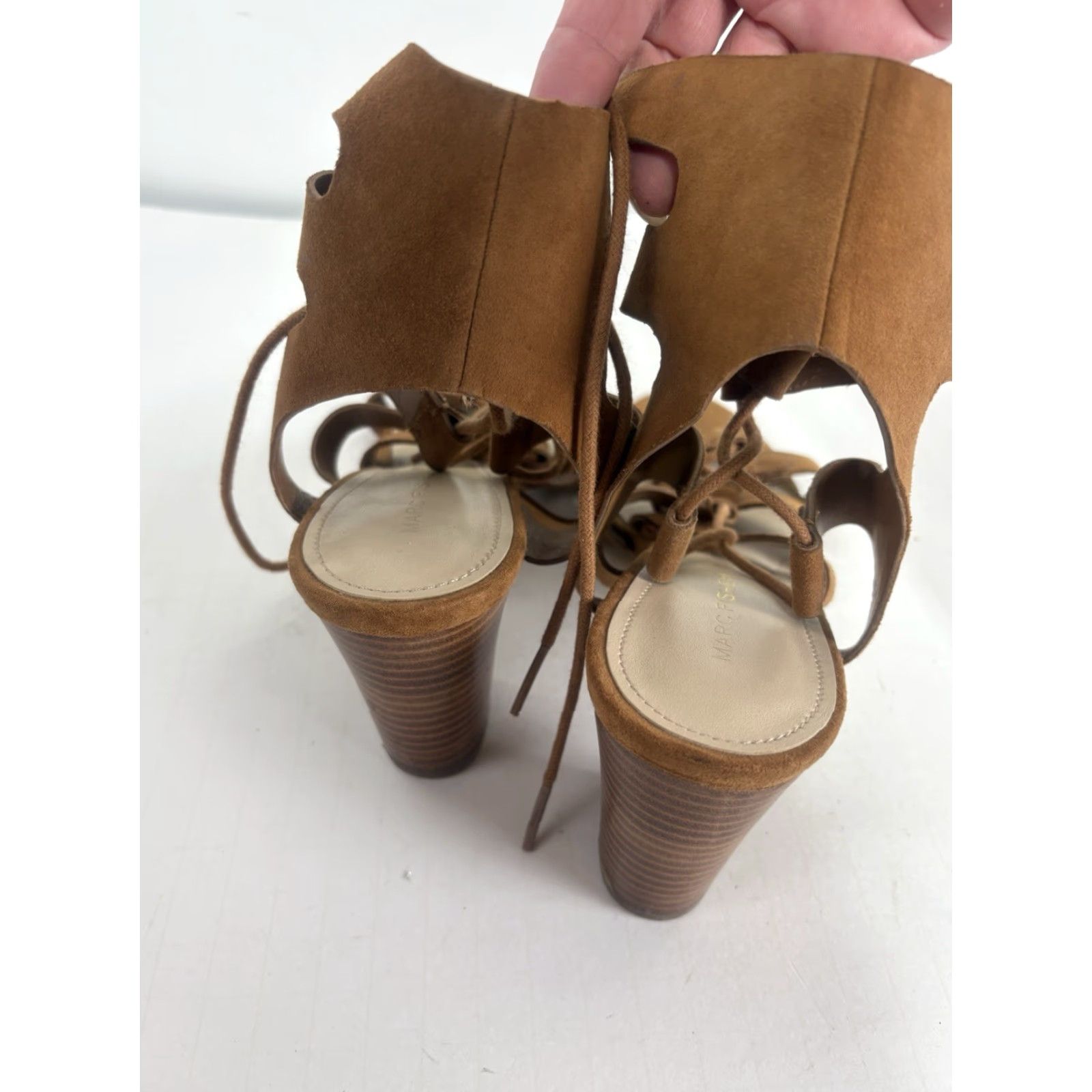 Marc Fisher Marc Fisher Patsey Women's Suede Gladiator Block Heels Size 8.5M Open Toe City Bohemian Size US 9 / IT 39 - 3 Thumbnail