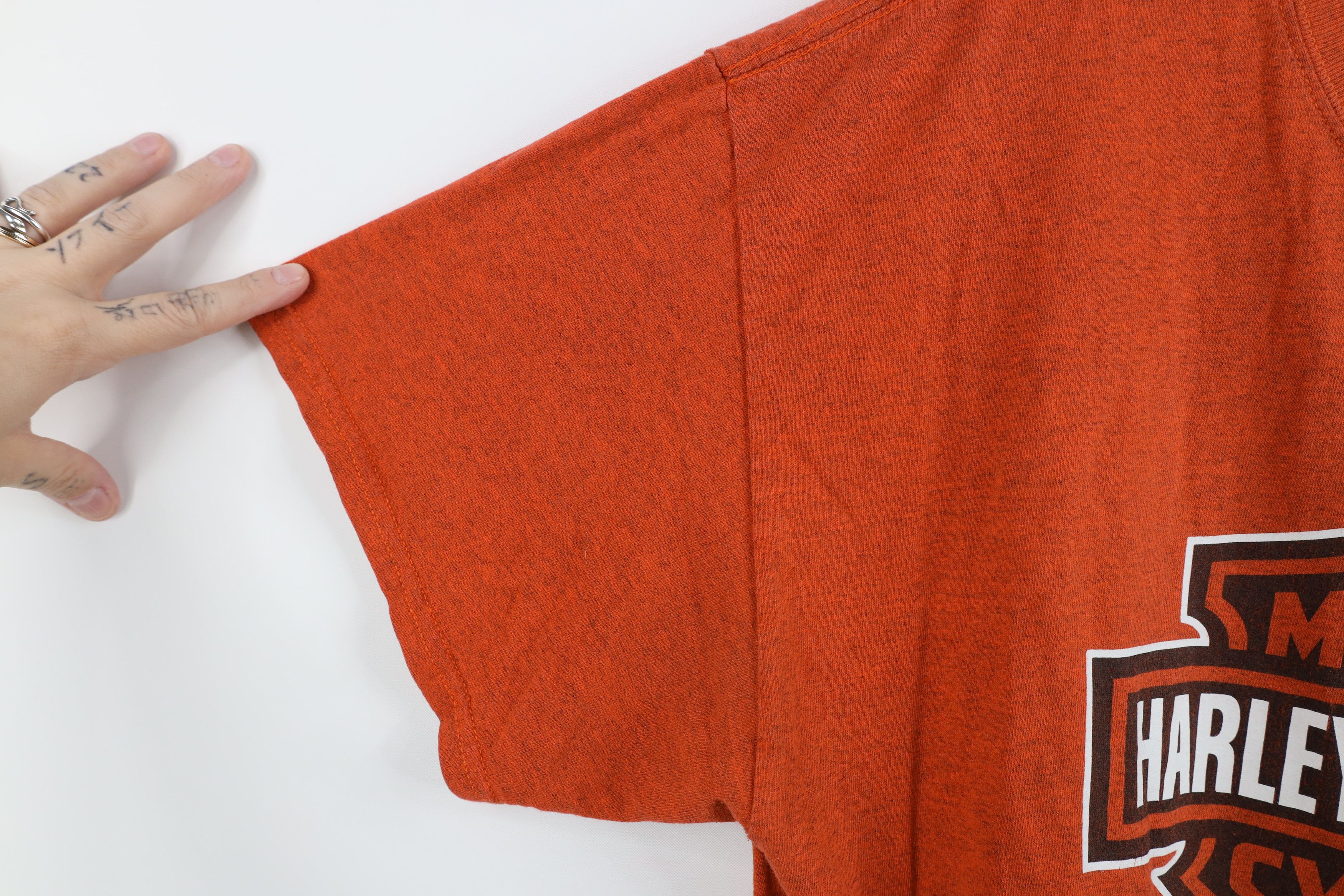 Harley Davidson Vintage Y2K Harley Davidson Spell Big Logo T-Shirt Orange Size US XL / EU 56 / 4 - 8 Thumbnail