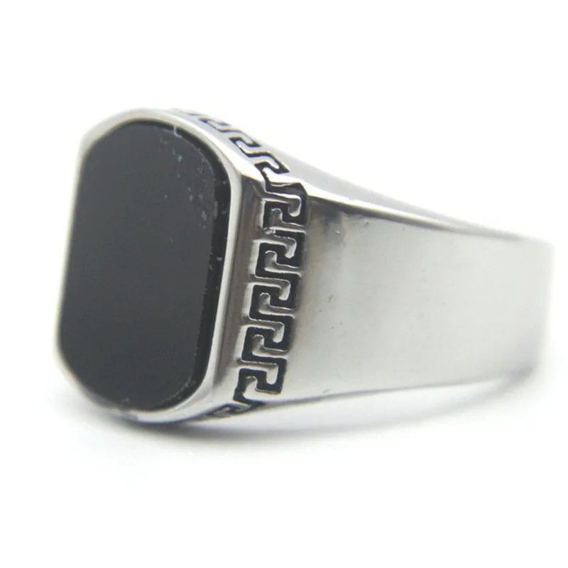 Vintage Solid Black Stone Ring Stainless Steel Size ONE SIZE - 1 Thumbnail