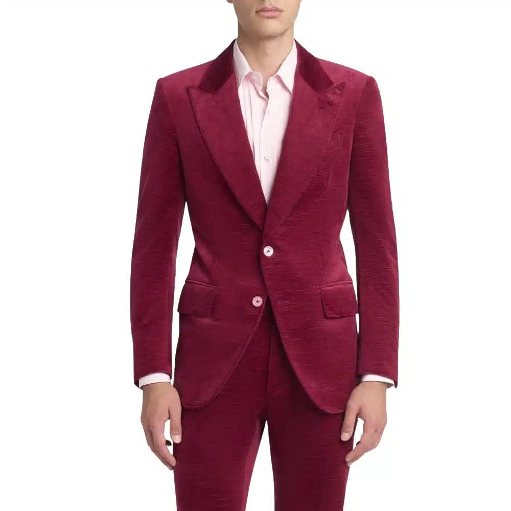 Tom Ford o1loc1c0326 JLPP01 Dyllan Ridged Velvet Jacket in Red Size US M / EU 48-50 / 2 - 2 Thumbnail