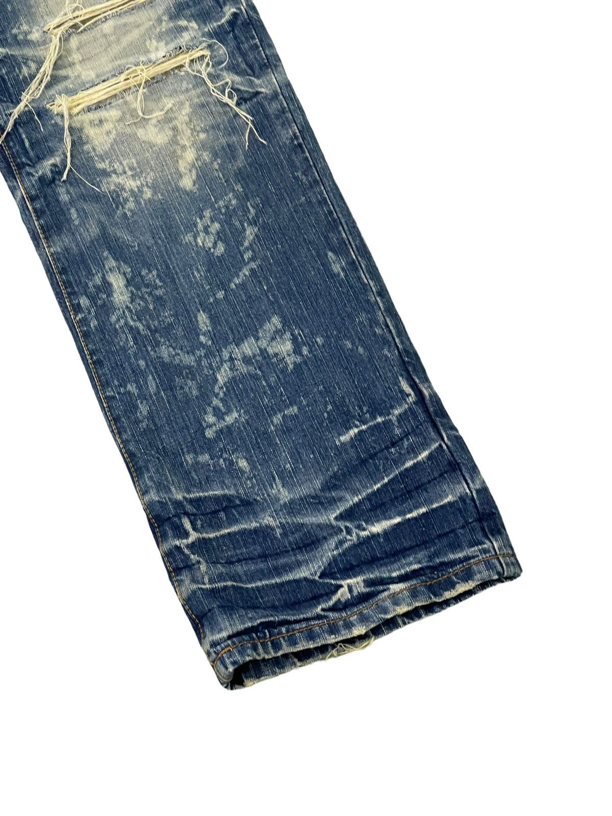 Japanese Brand Distress Thrash Acid Wash Oniarai Denim Regular Fit 7🟦4 Size US 35 - 4 Thumbnail