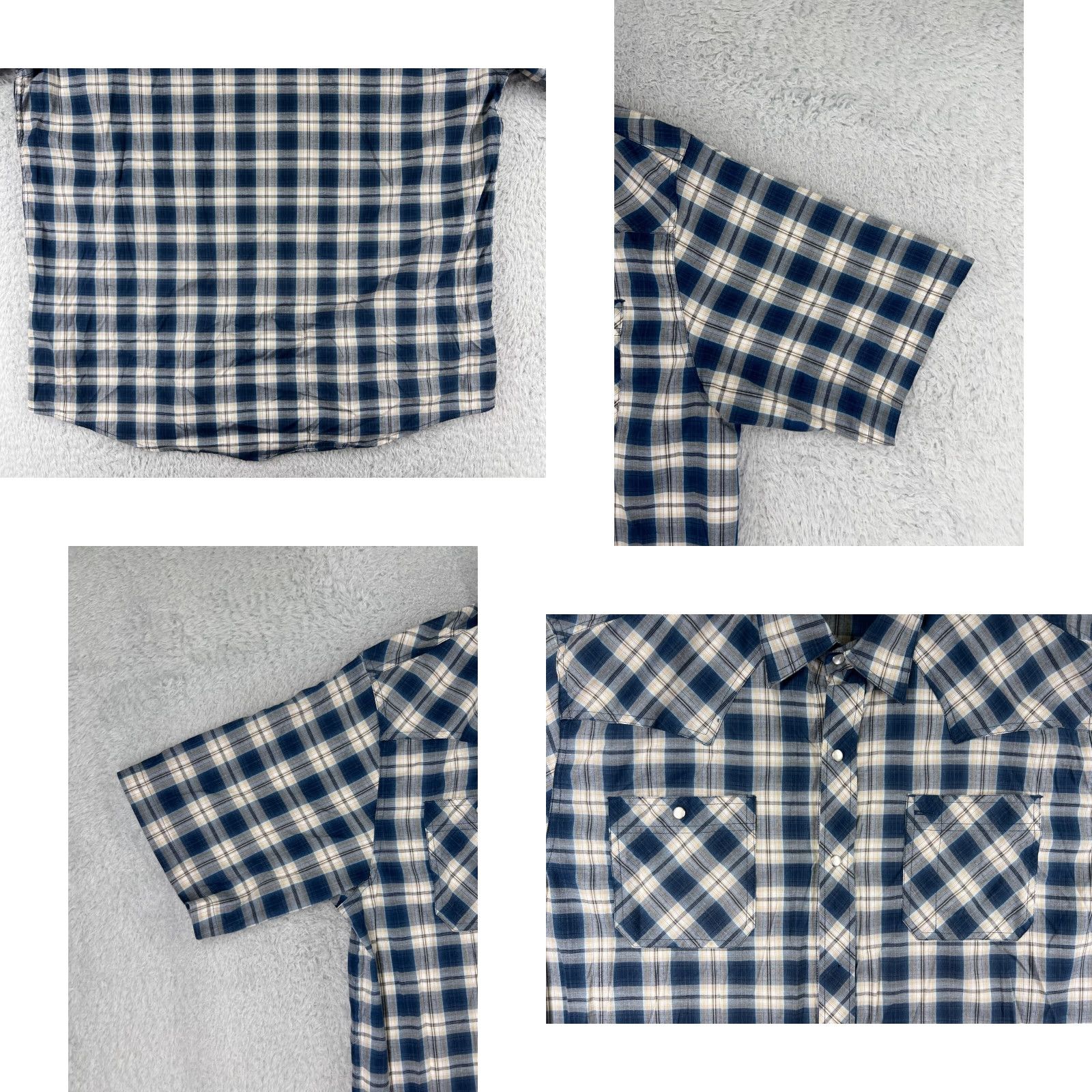 Wrangler Wrangler Shirt Men XL Blue Plaid Western Pearl Snap Button-Up Cowboy Western Shirt Men XL Blue Plaid Size US XL / EU 56 / 4 - 8 Thumbnail