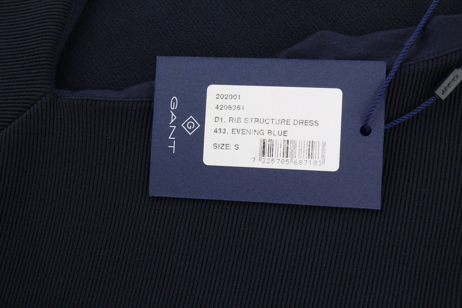 Gant RIB STRUCTURE S Blue Short Sleeve V-Neck Dress 84954 Size S / US 4 / IT 40 - 6 Thumbnail