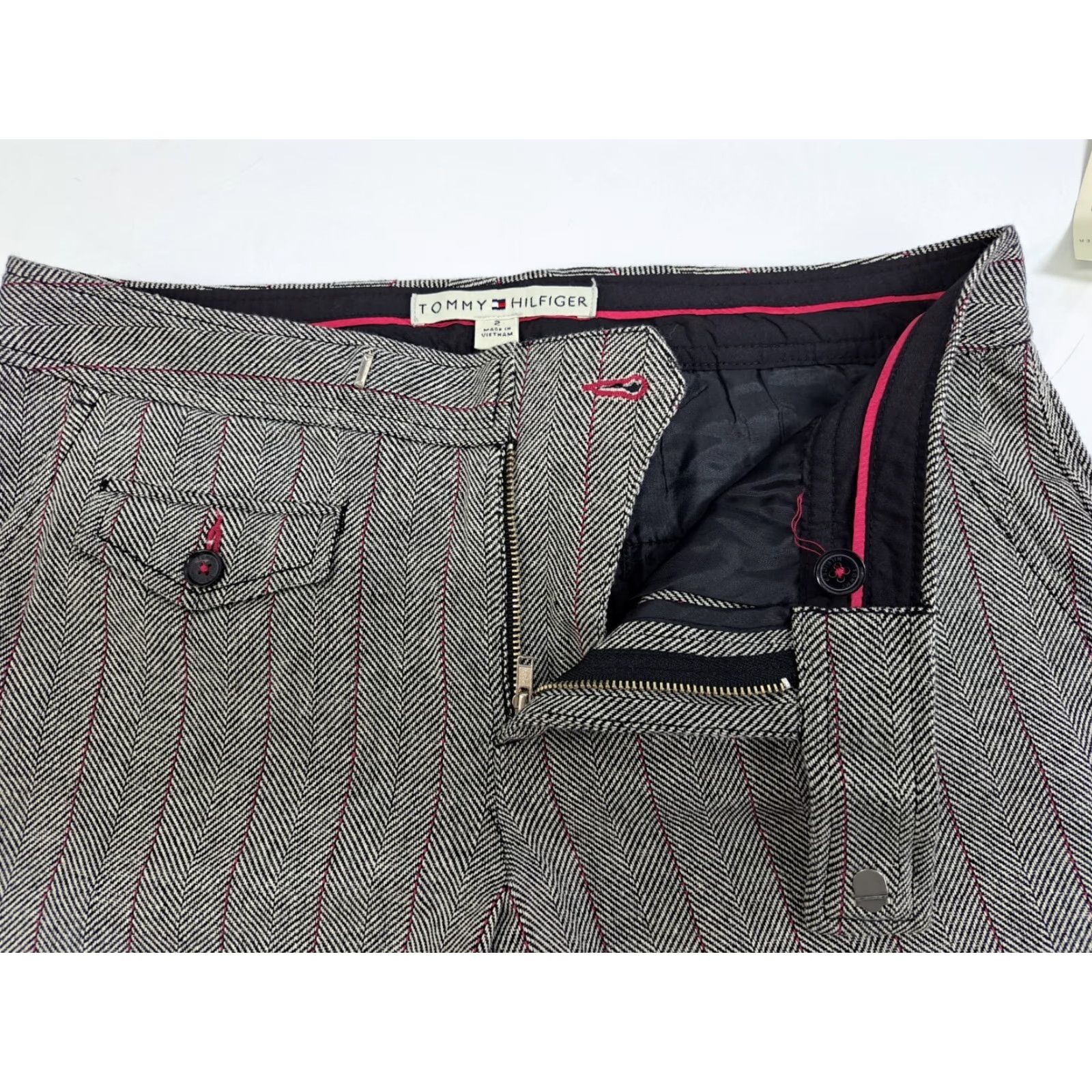 Tommy Hilfiger Tommy Hilfiger Pants Womens Wide-Leg Pin Stripe Black/White/Purple Size 2 30in Inseam Dress Pants Regular WNT/NWT Size 26" / US 2 / IT 38 - 4 Thumbnail